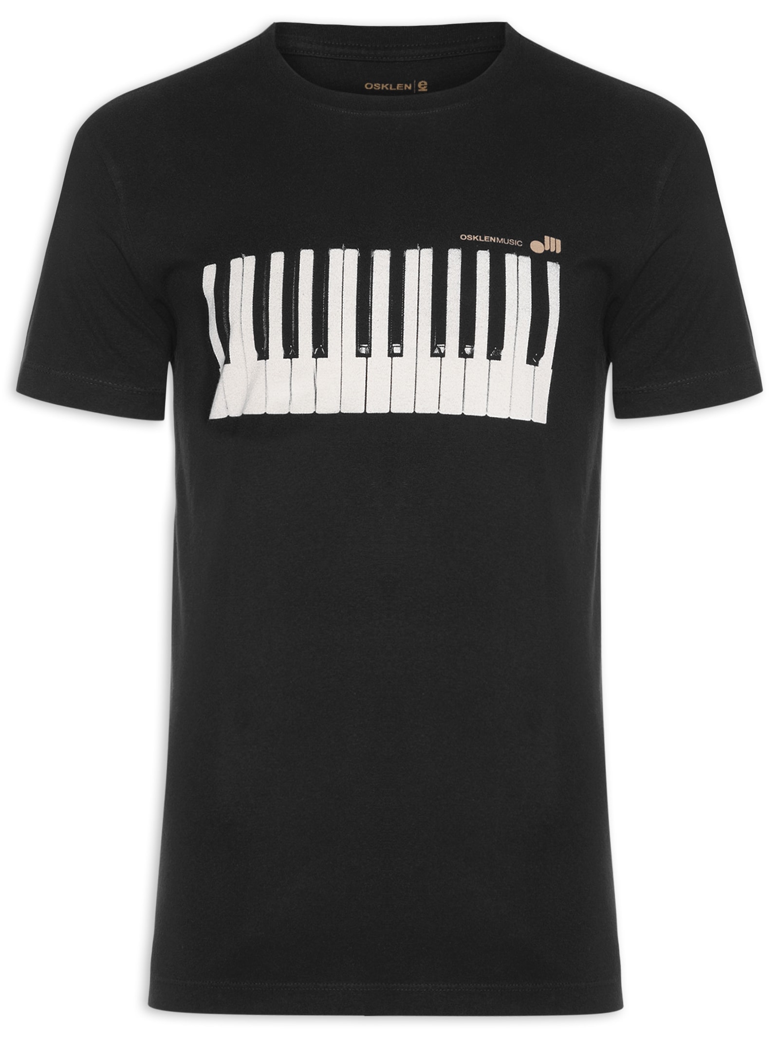 Camiseta Masculina Manga Curta Vintage Piano Preto Osklen
