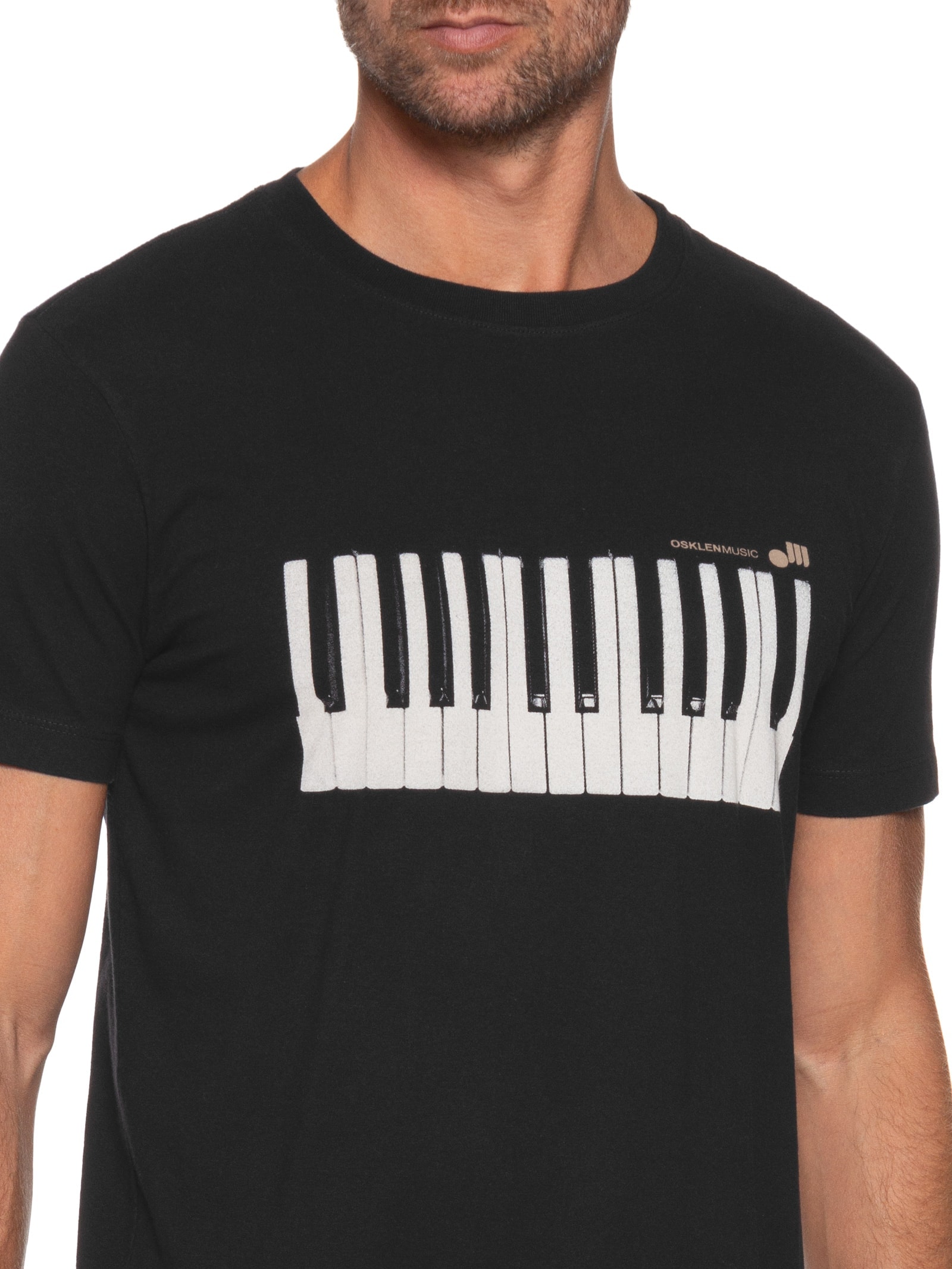 Camiseta Masculina Manga Curta Vintage Piano Preto Osklen