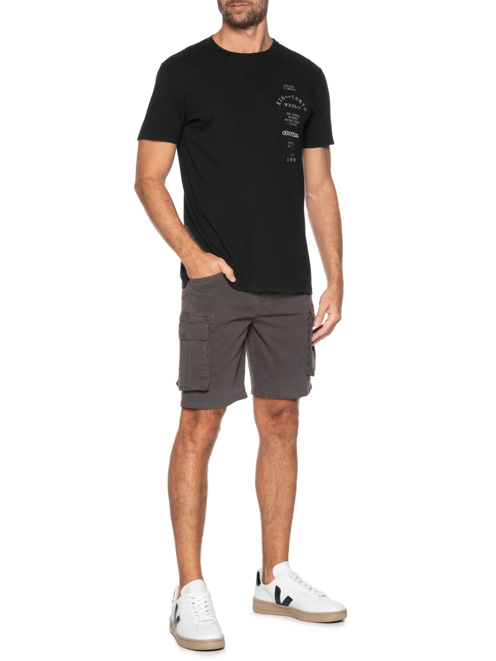Camiseta Masculina Manga Curta Vintage Rio Tokyo Tall Mc Preto Osklen