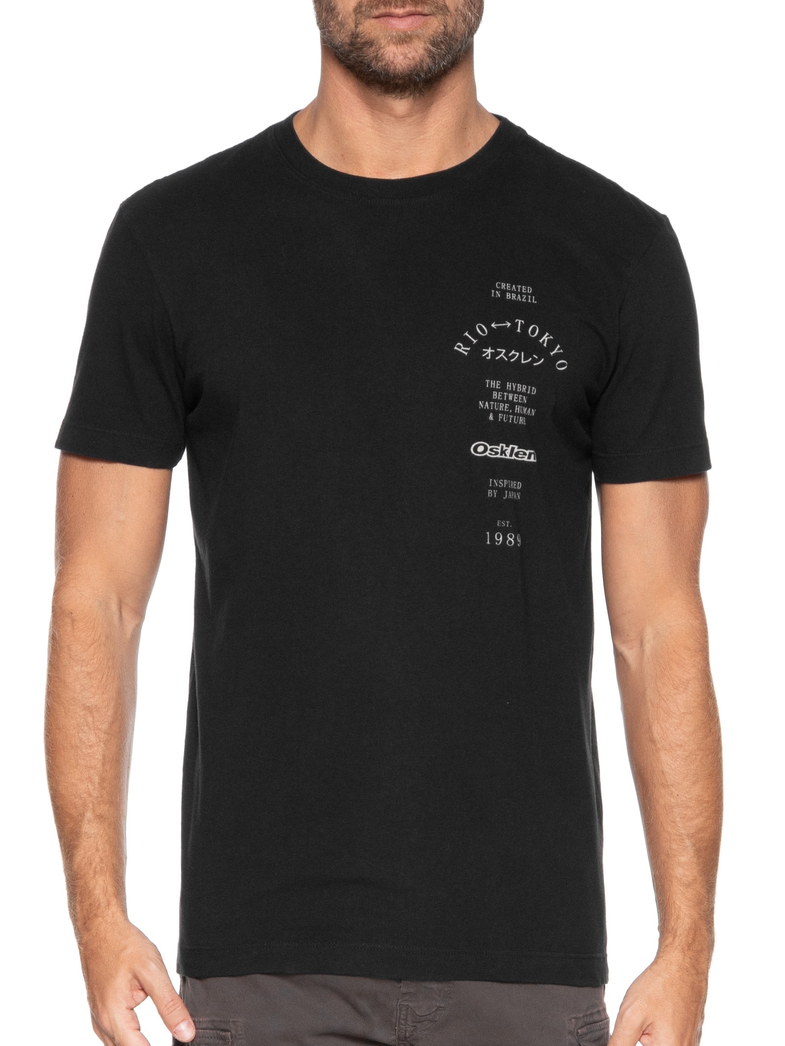 Camiseta Masculina Manga Curta Vintage Rio Tokyo Tall Mc Preto Osklen