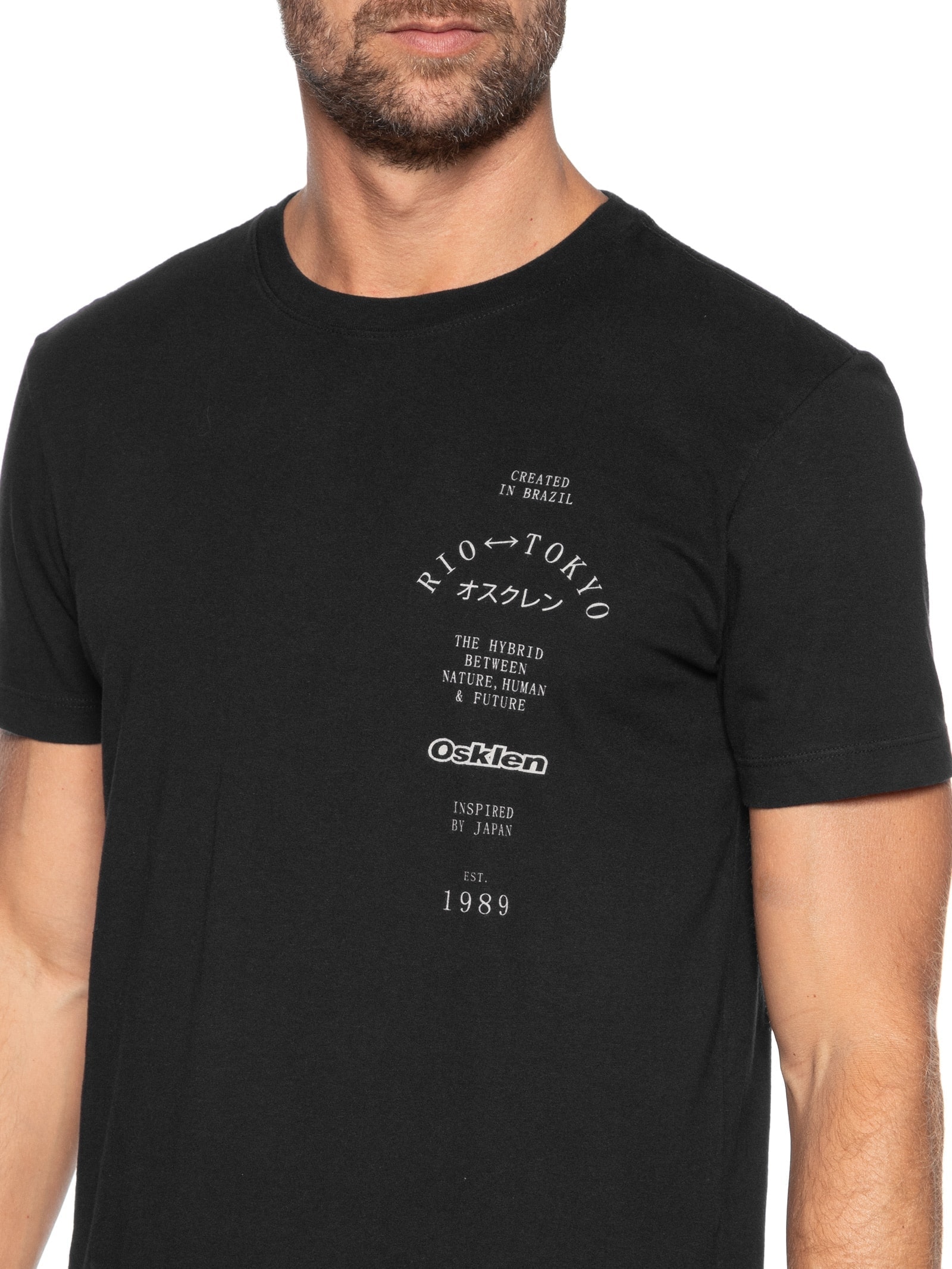 Camiseta Masculina Manga Curta Vintage Rio Tokyo Tall Mc Preto Osklen