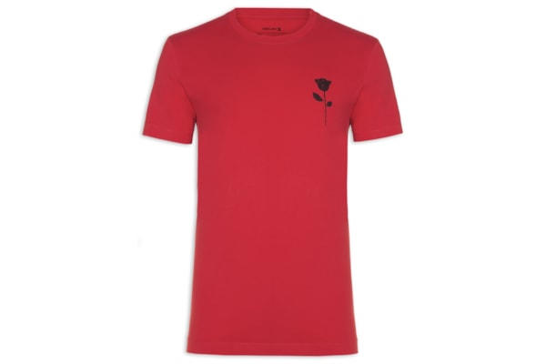 Camiseta Masculina Manga Curta Vintage Rose STC - Vermelho