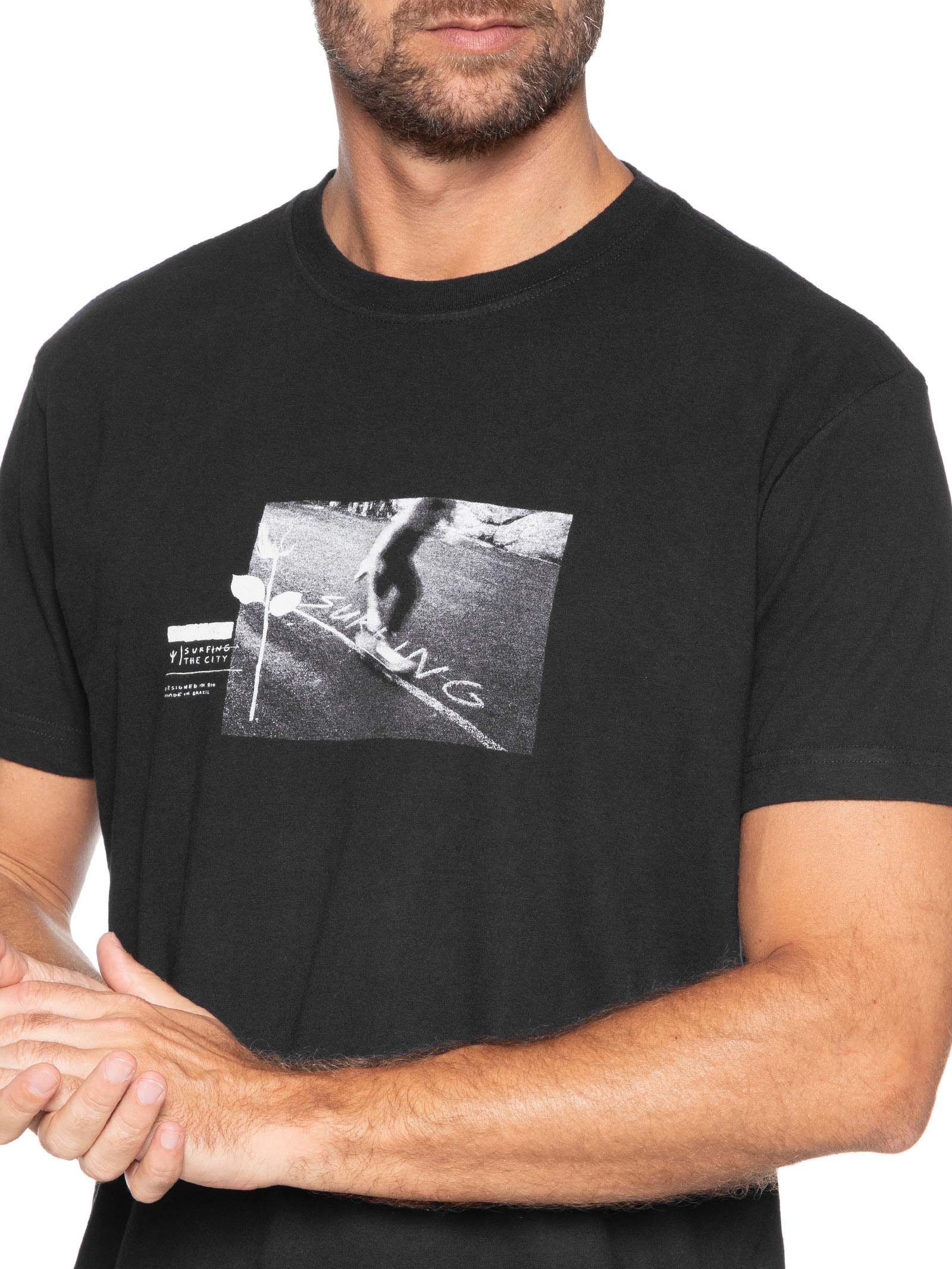 Camiseta Masculina Manga Curta Vintage Sk8 Rose Mc Preto Osklen