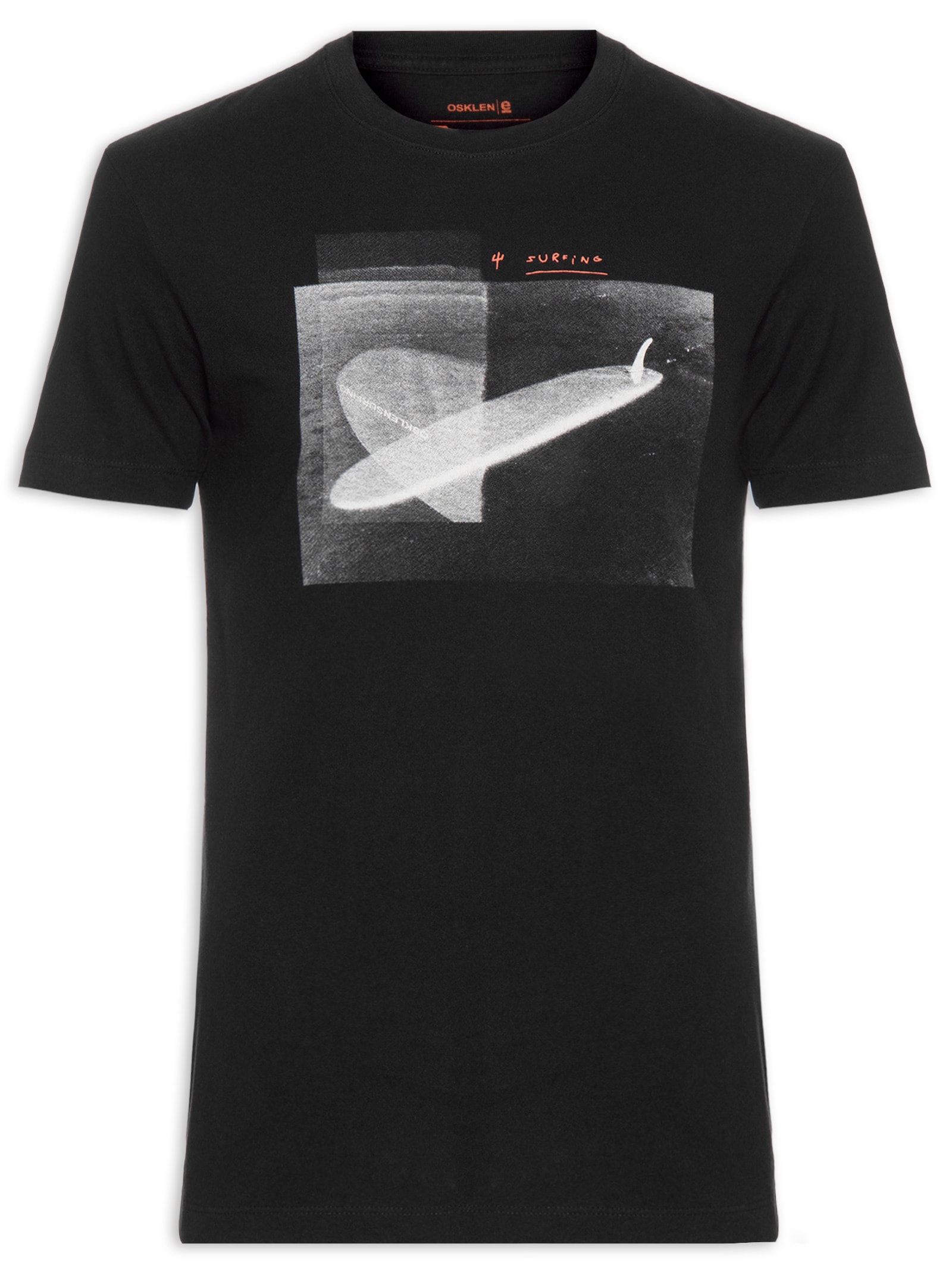 Camiseta Masculina Manga Curta Vintage Surf Longboard Preto Osklen