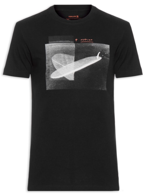 Camiseta Masculina Manga Curta Vintage Surf Longboard – Preto