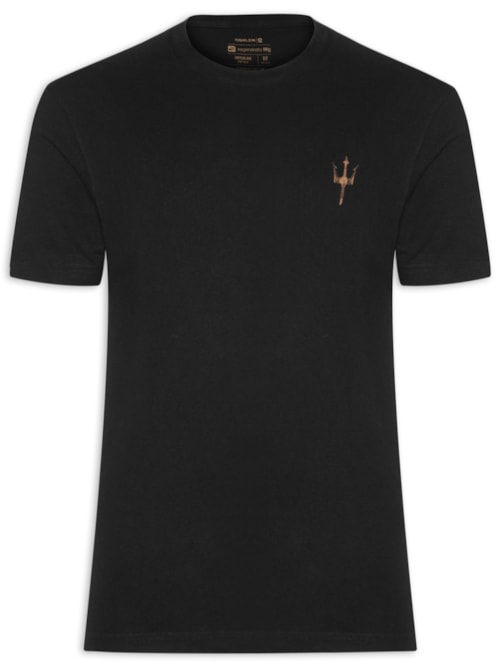 Camiseta Masculina Manga Curta Vintage Tridente – Preto