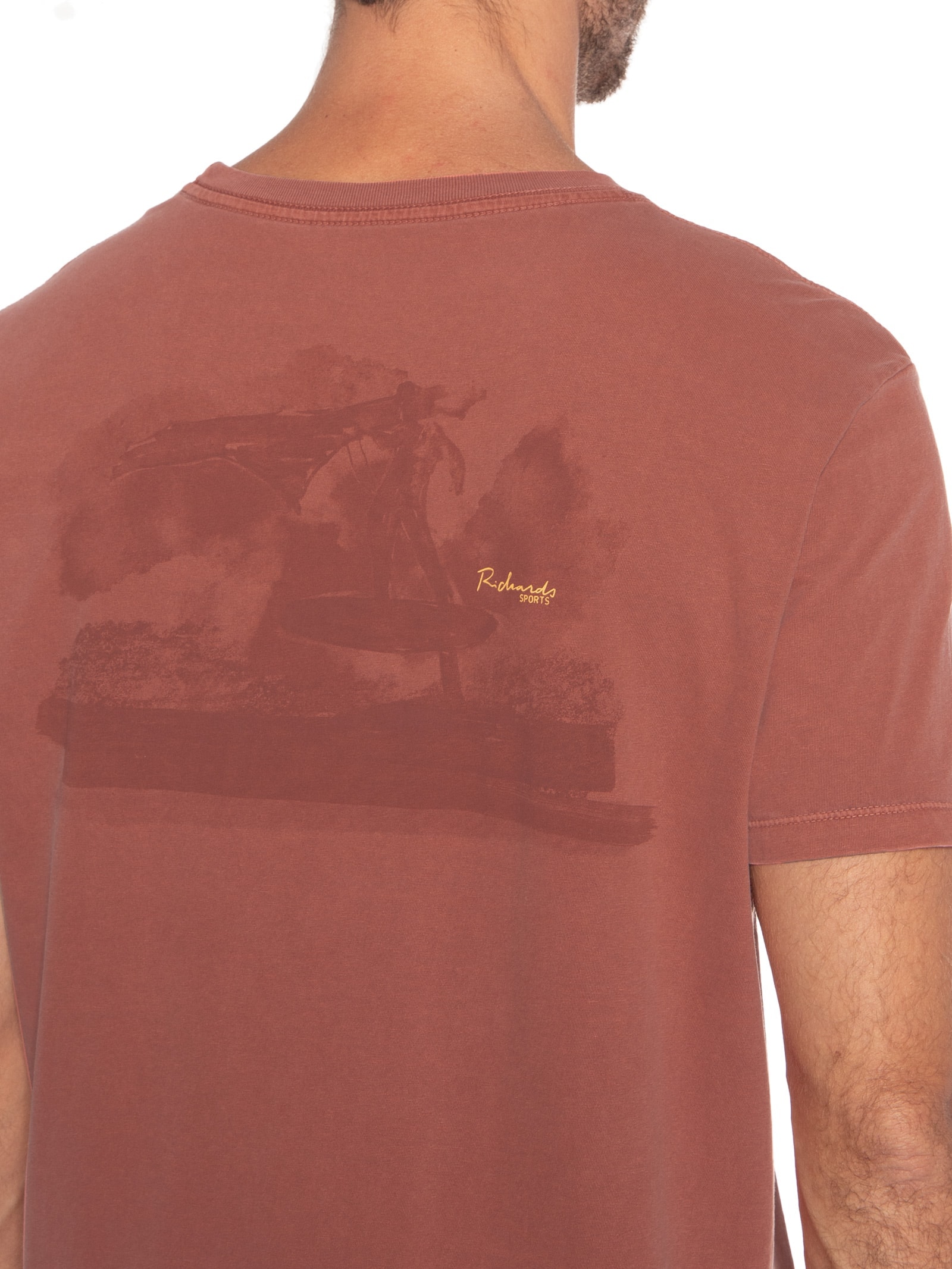 Camiseta Masculina Manga Curta Washed Wingfoil Vermelho Richards