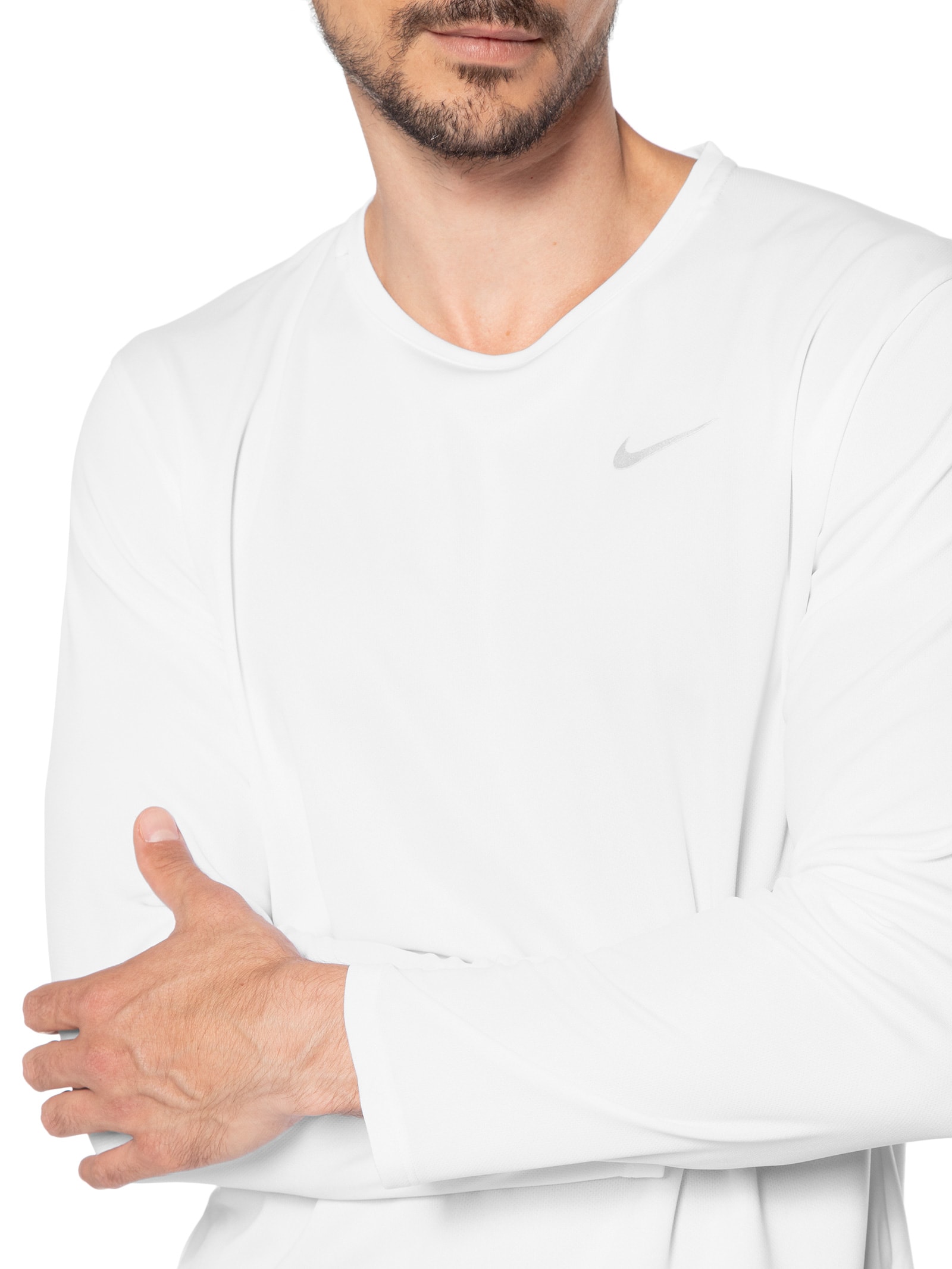 Camiseta Masculina Manga Longa Dri-Fit UV Miller Branco Nike