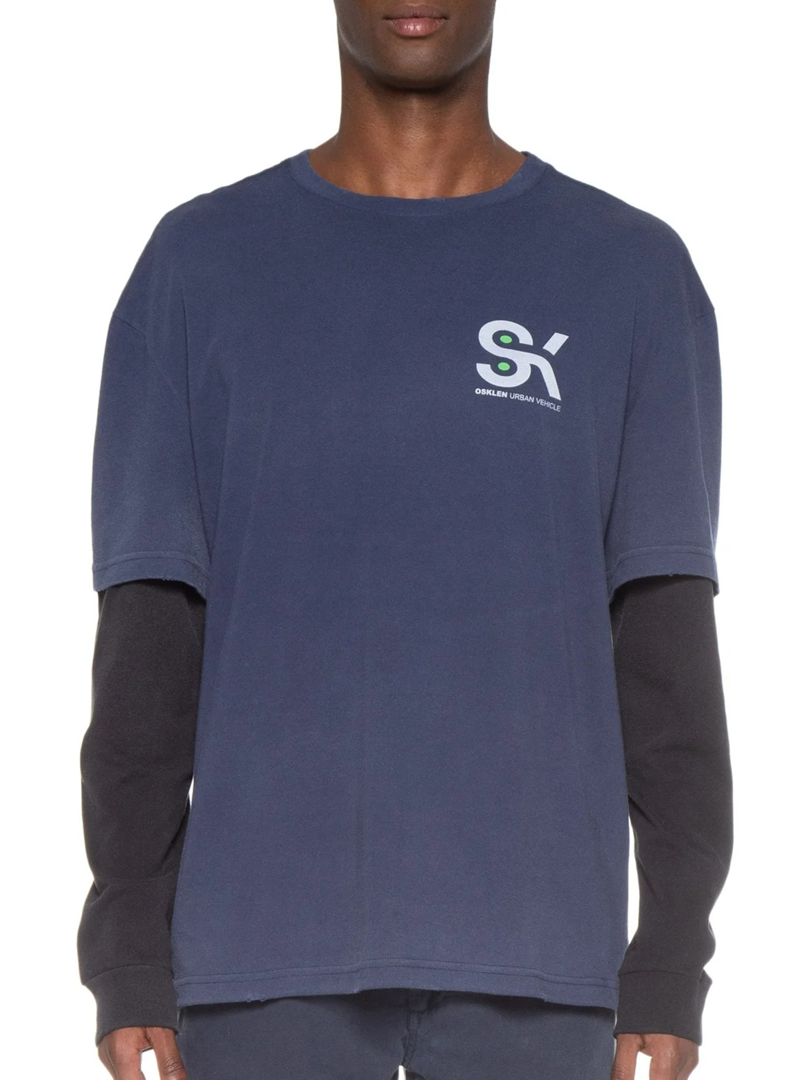 Camiseta Masculina Manga Longa Gola Careca Sk8 Azul Osklen