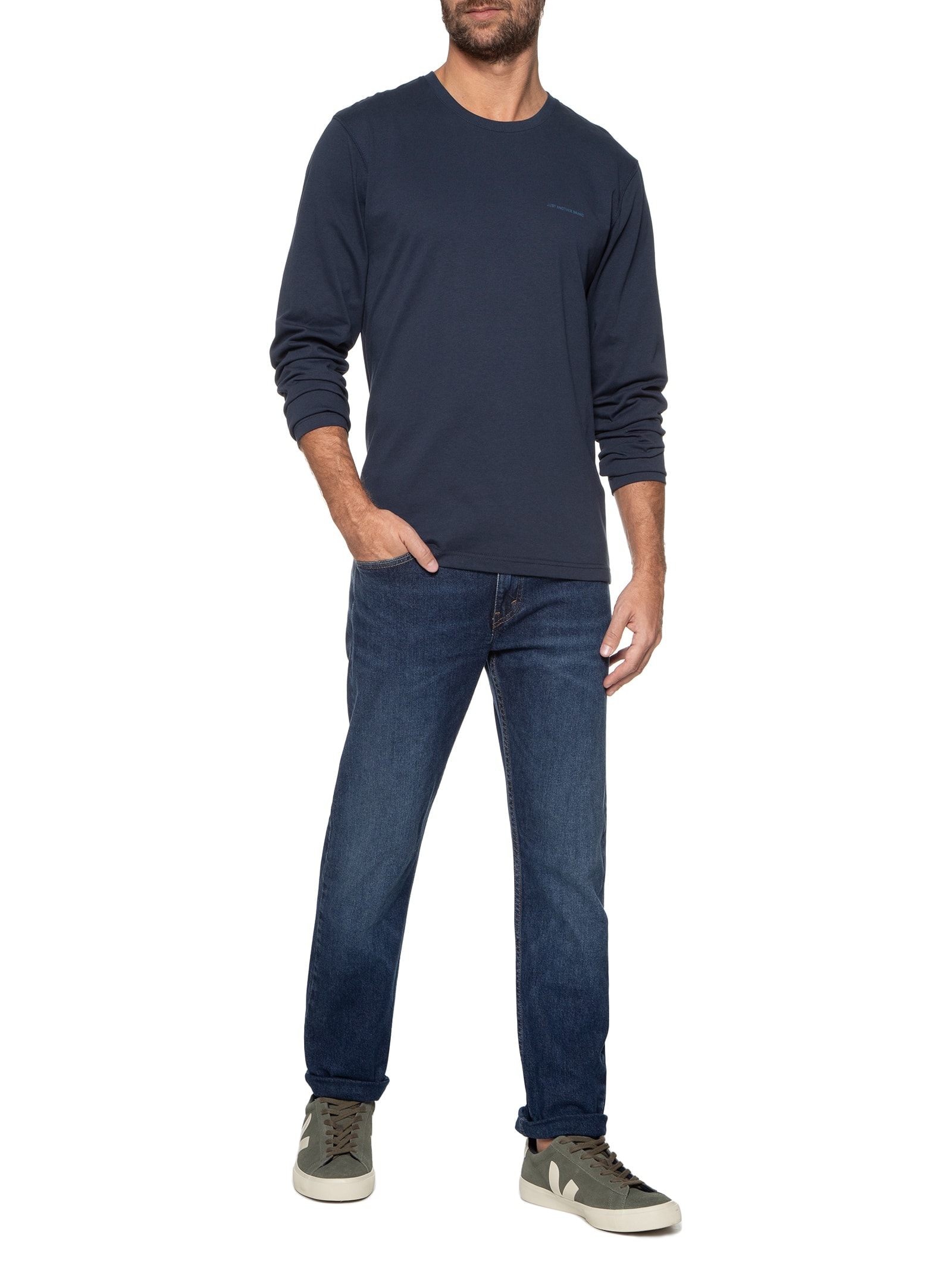 Camiseta Masculina Manga Longa Heavy Knit Azul Jab