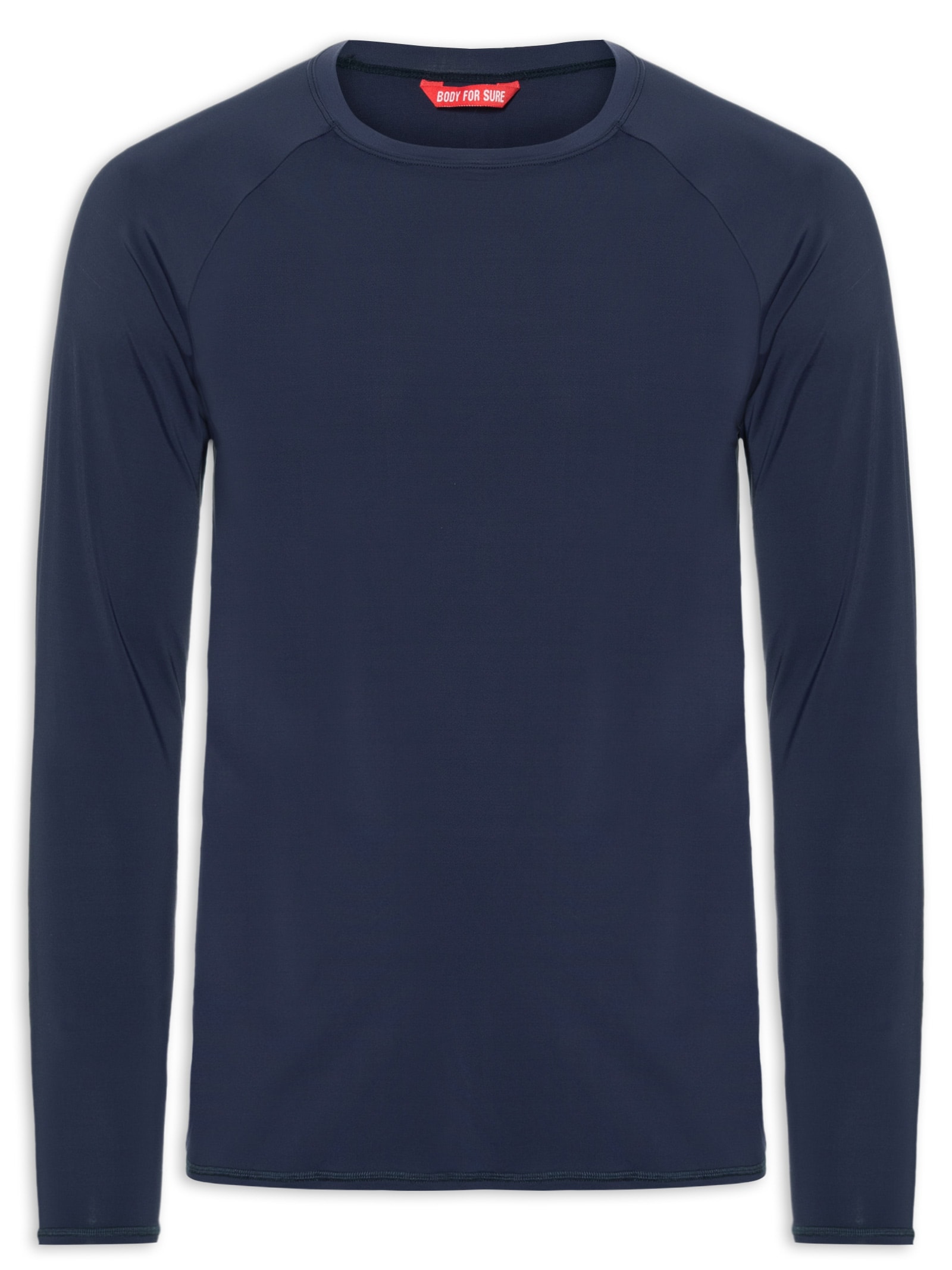 Camiseta Masculina Manga Longa Lisa Azul Body For Sure