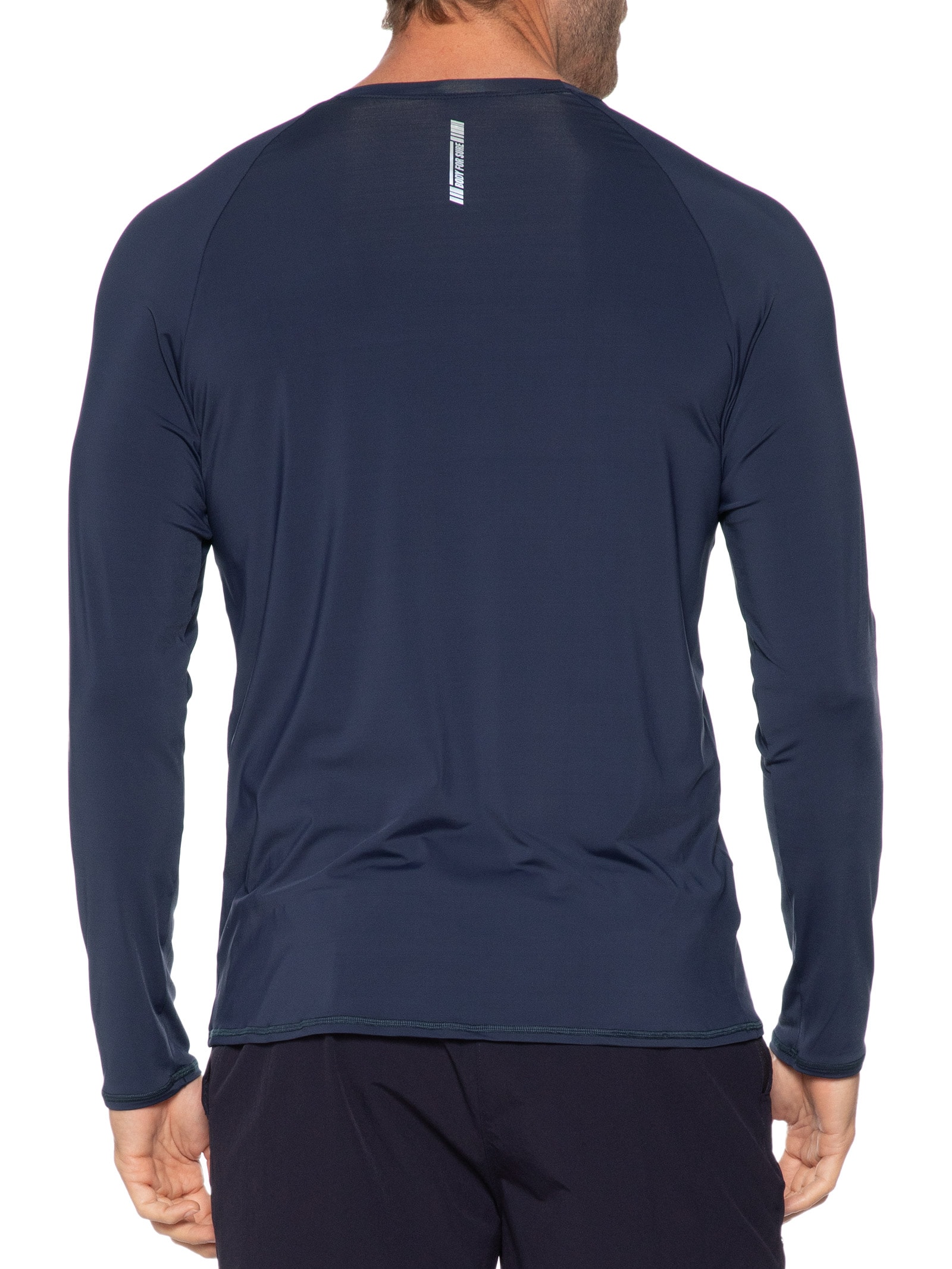 Camiseta Masculina Manga Longa Lisa Azul Body For Sure