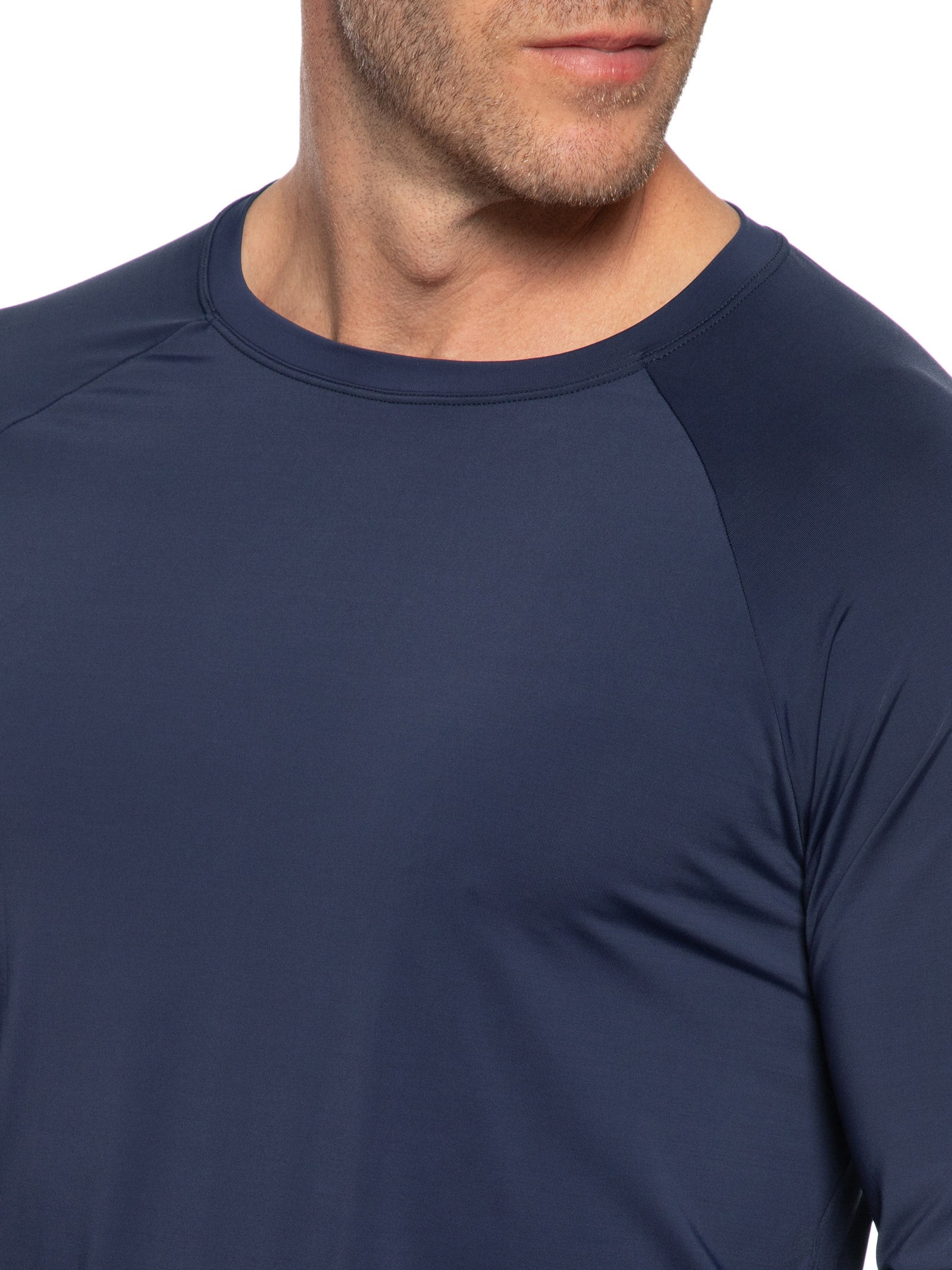 Camiseta Masculina Manga Longa Lisa Azul Body For Sure