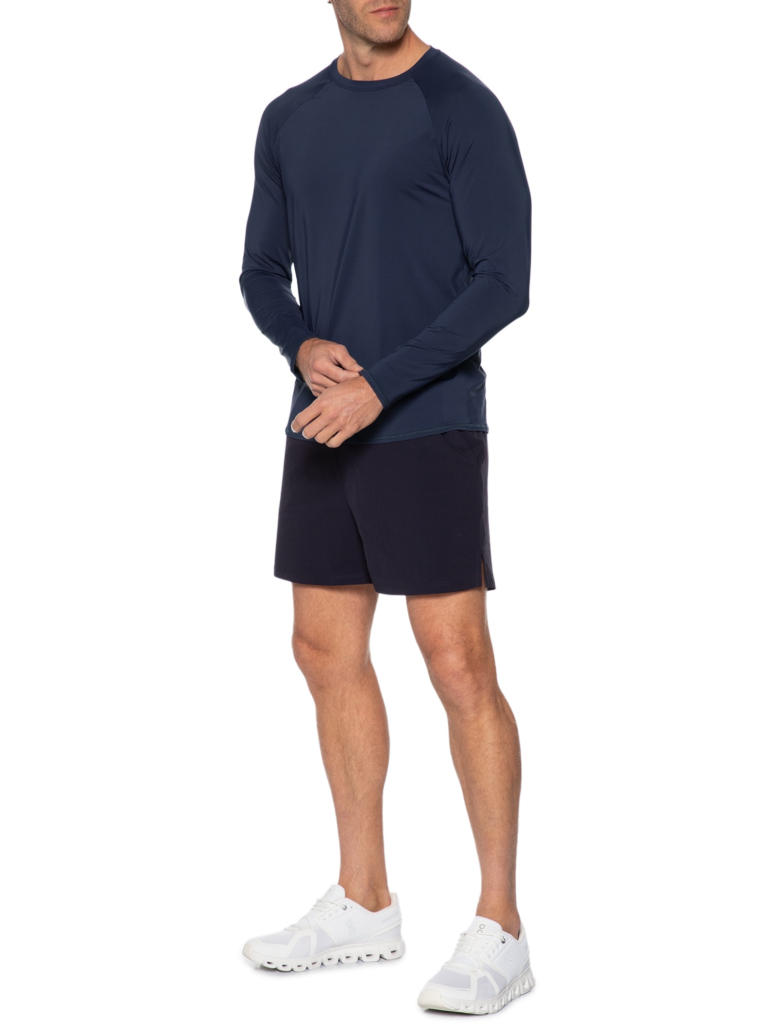 Camiseta Masculina Manga Longa Lisa Azul Body For Sure
