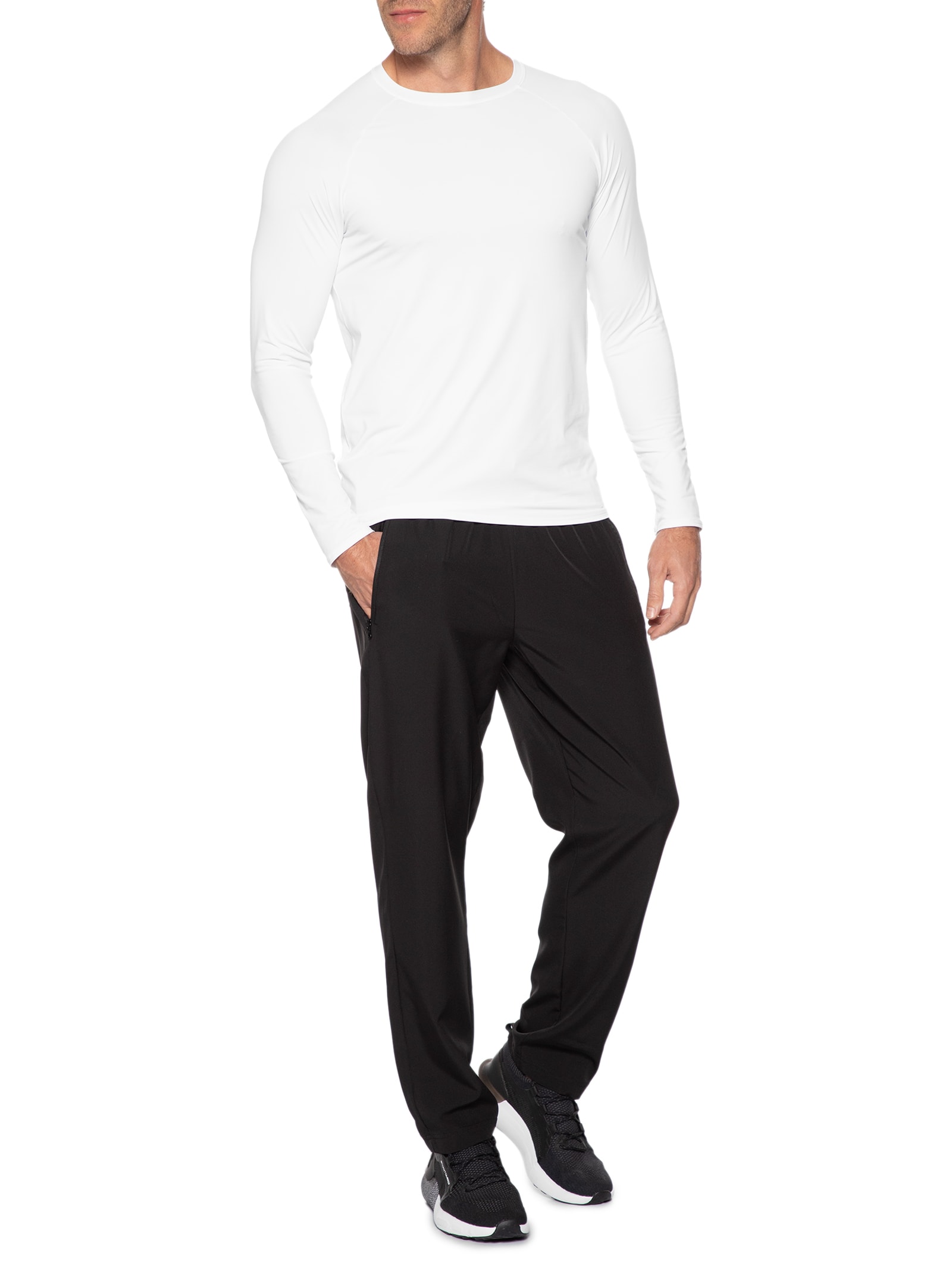 Camiseta Masculina Manga Longa Lisa Branco Body For Sure