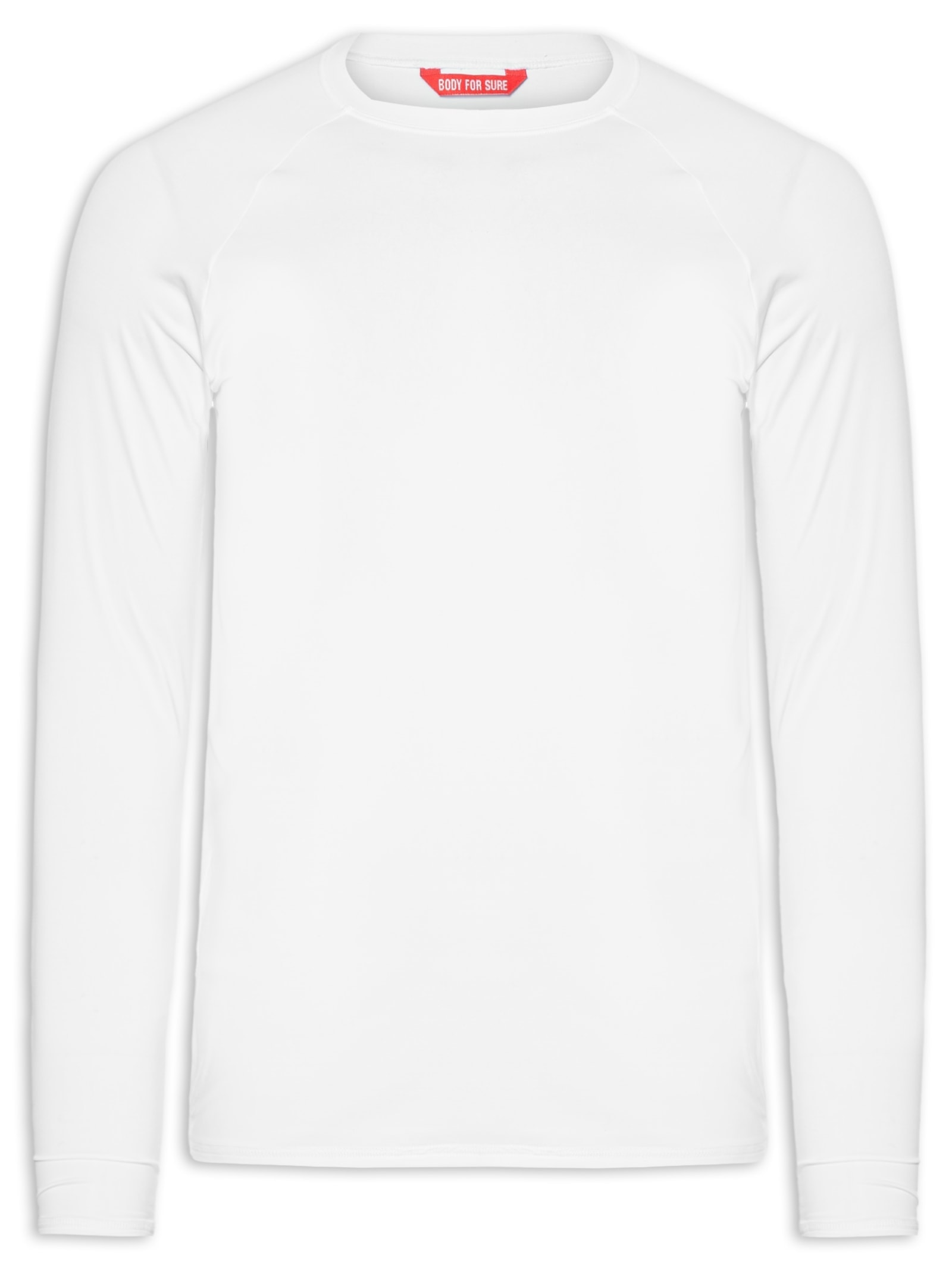Camiseta Masculina Manga Longa Lisa Branco Body For Sure
