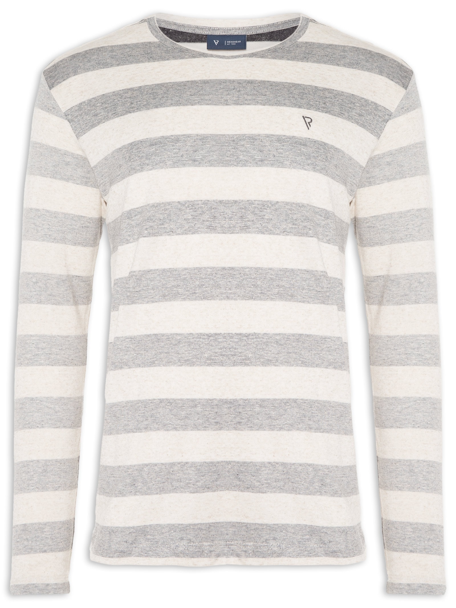 Camiseta Masculina Manga Longa Listrado Breeze Semi Cinza Vr