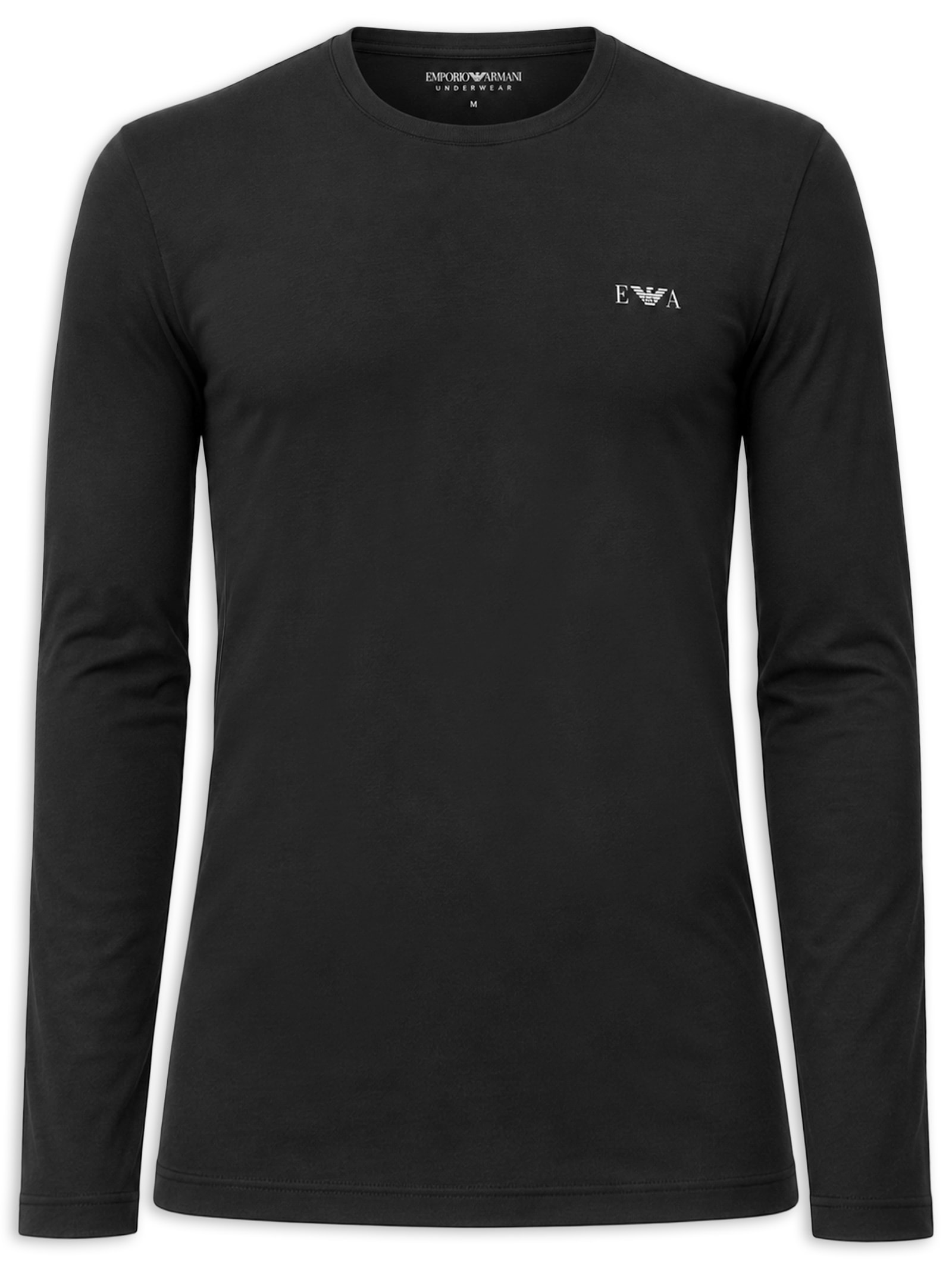 Camiseta Masculina Manga Longa Logo Águia Preto Emporio Armani Bodywear