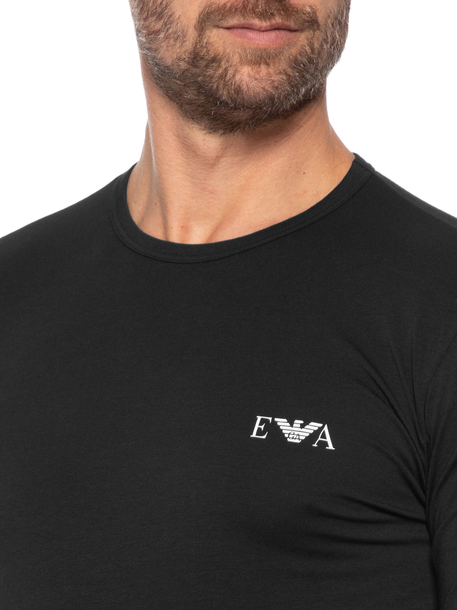 Camiseta Masculina Manga Longa Logo Águia Preto Emporio Armani Bodywear