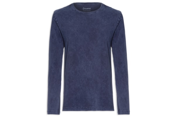 Camiseta Masculina Manga Longa Marmorizada - Azul