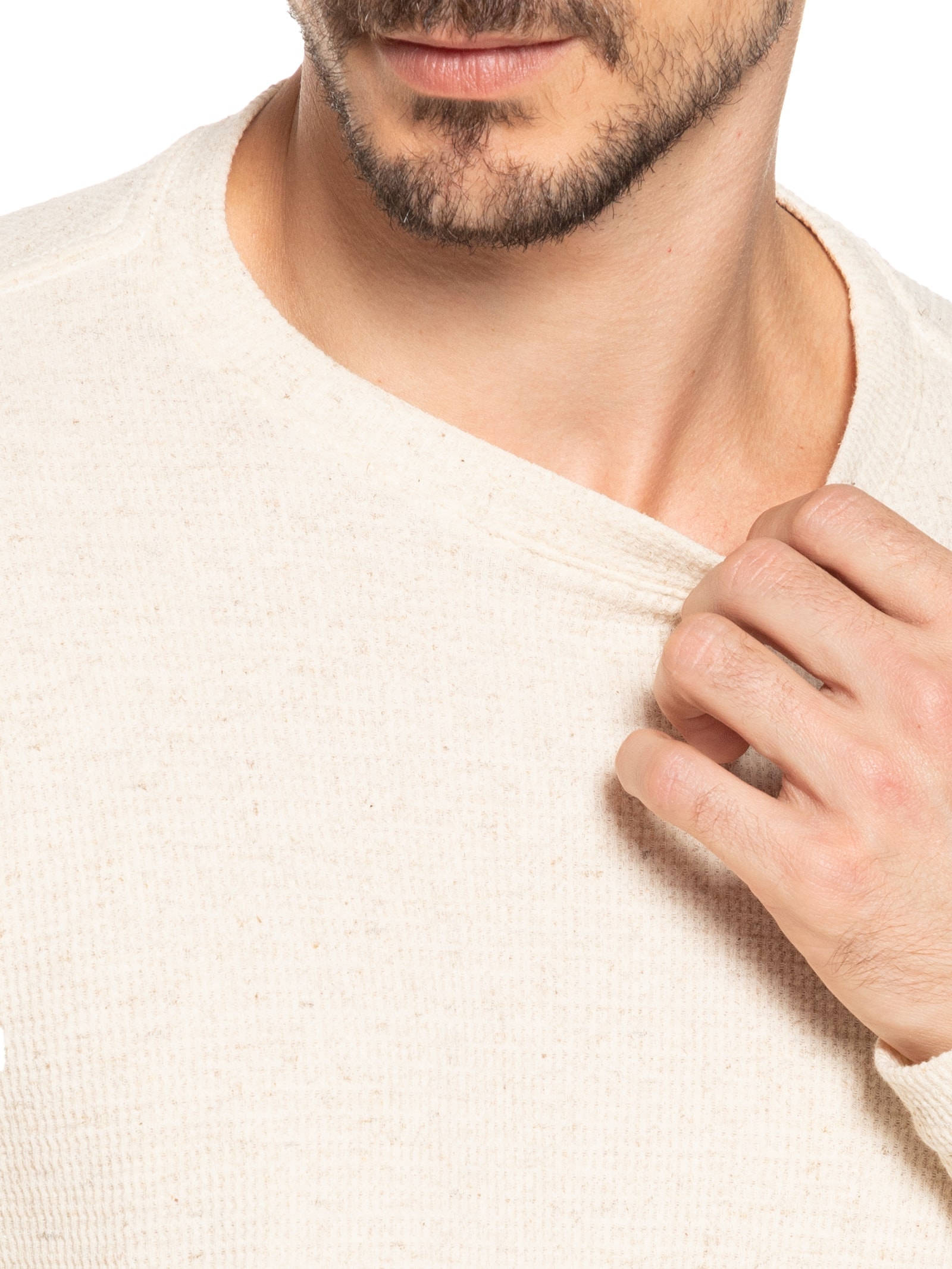 Camiseta Masculina Manga Longa Ribbed Juta Bege Osklen