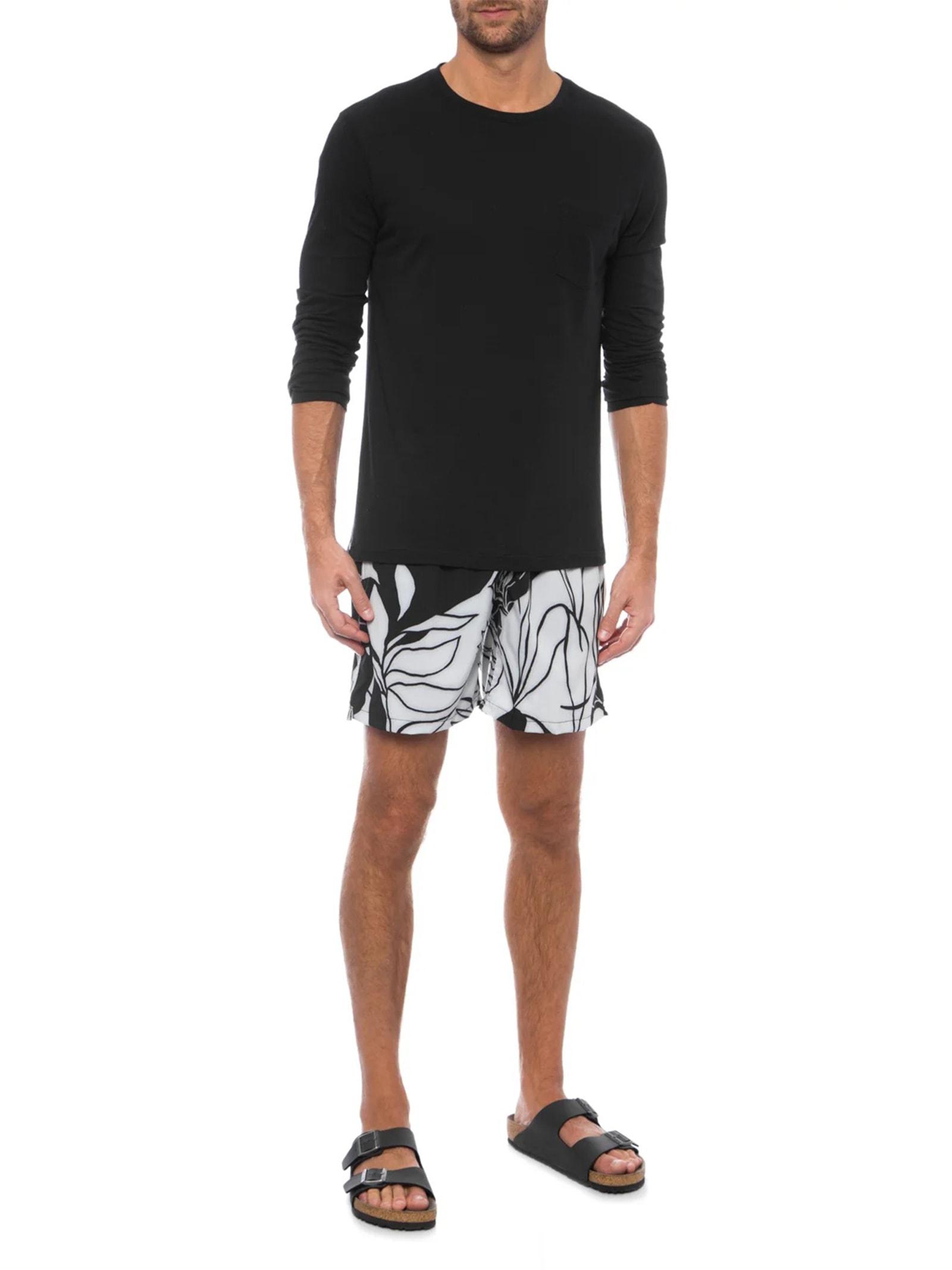 Camiseta Masculina Manga Longa Rustic Pocket E-Basics ML II Preto Osklen