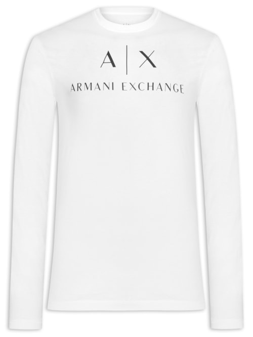 Camiseta Masculina Manga Longa Slim Fit AX – Branco
