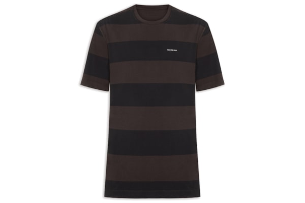 Camiseta Masculina Manga Rugby Listrada - Marrom