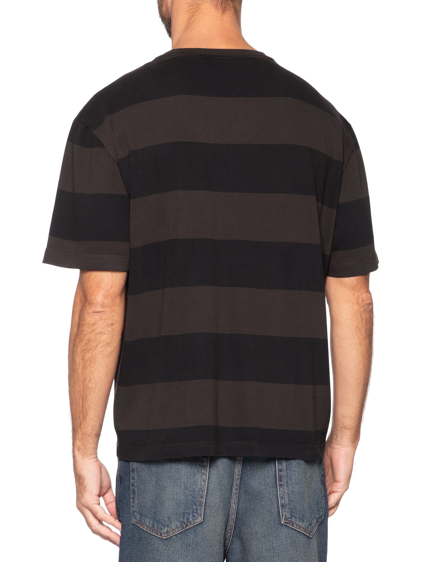 Camiseta Masculina Manga Rugby Listrada Marrom Calvin Klein Jeans