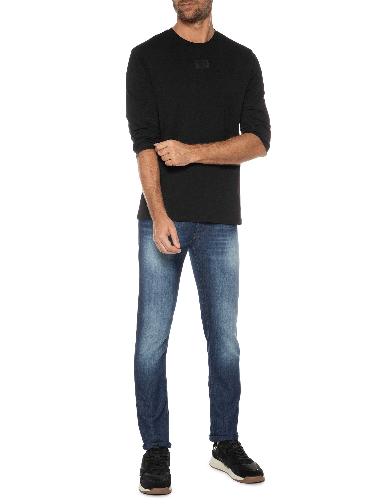 Camiseta Masculina Mangas Longas Preto Armani Exchange