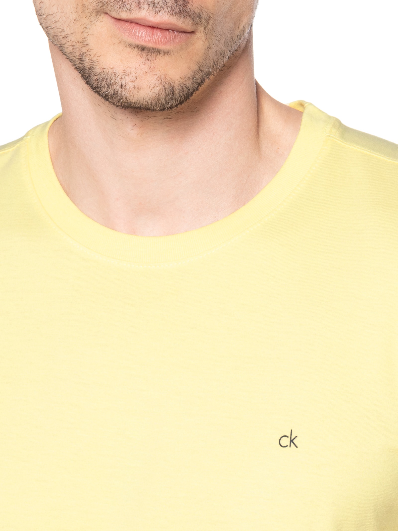 Camiseta Masculina Marca Curta Meia Malha Amarelo Calvin Klein - White Label