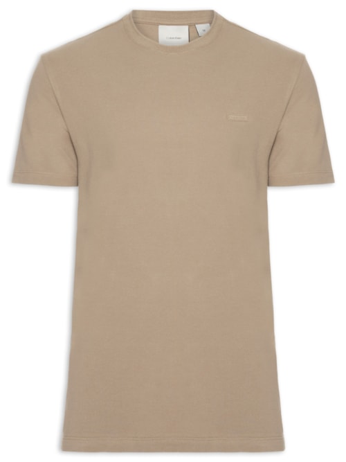 Camiseta Masculina Mc Ck Piquet Patch Borrach – Bege