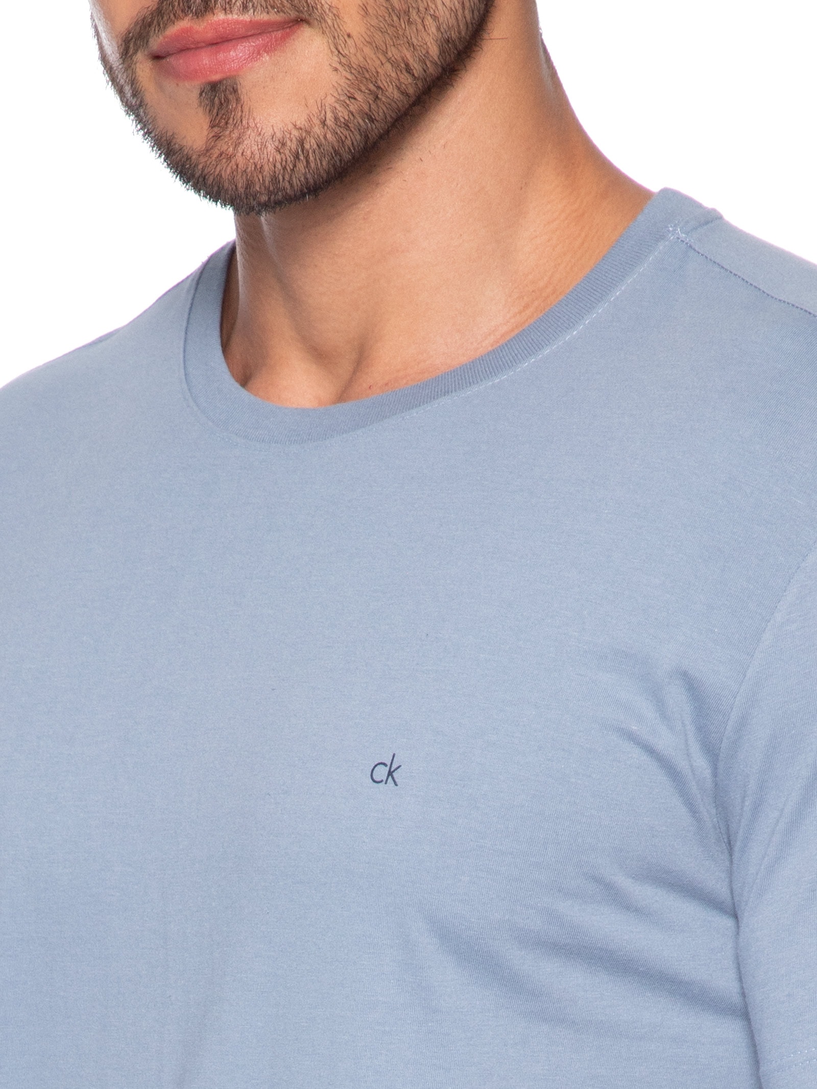 Camiseta Masculina Meia Malha Azul Calvin Klein - White Label