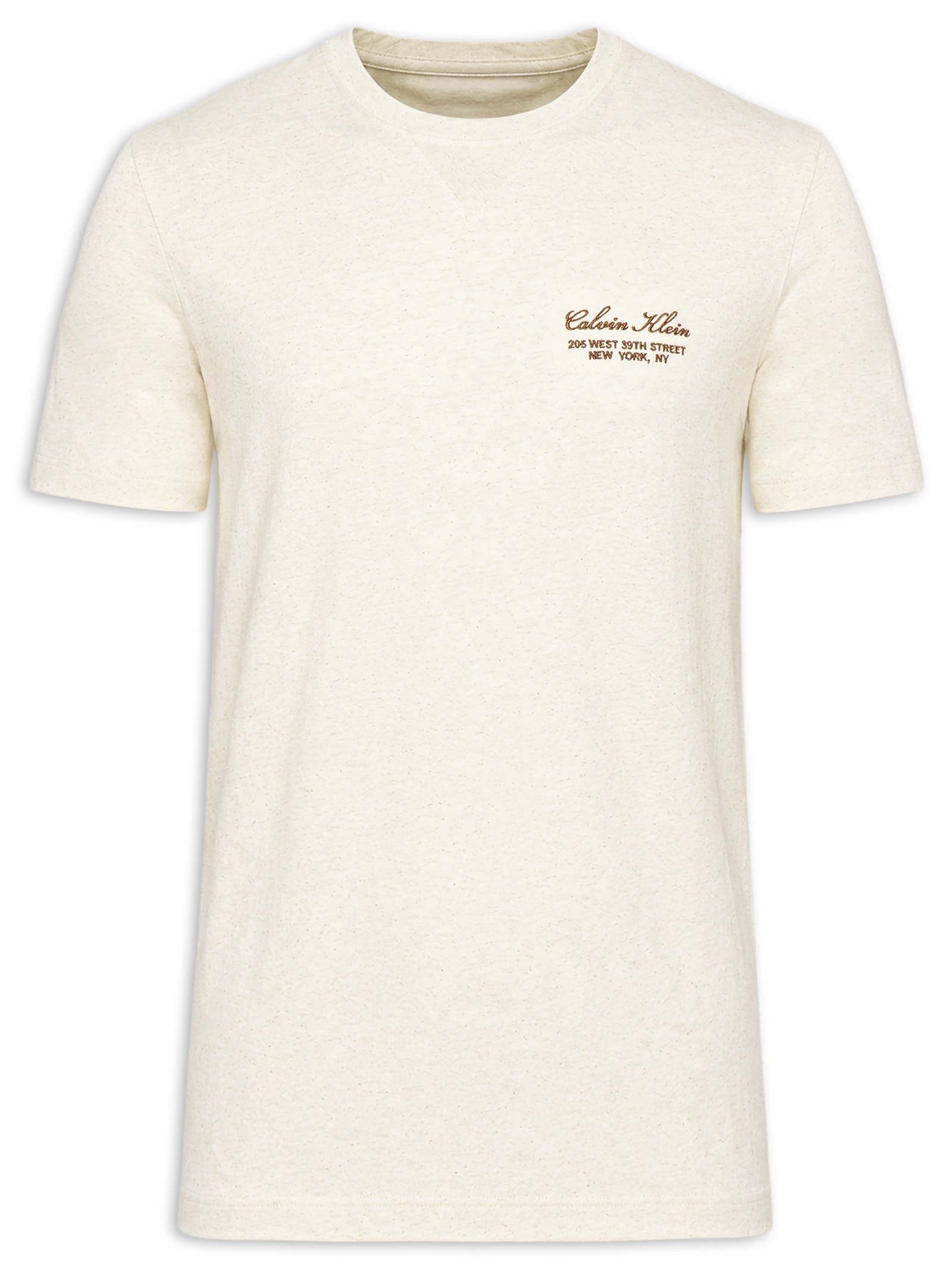 Camiseta Masculina Meia Malha Linho Icon Script Off White Calvin Klein Underwear