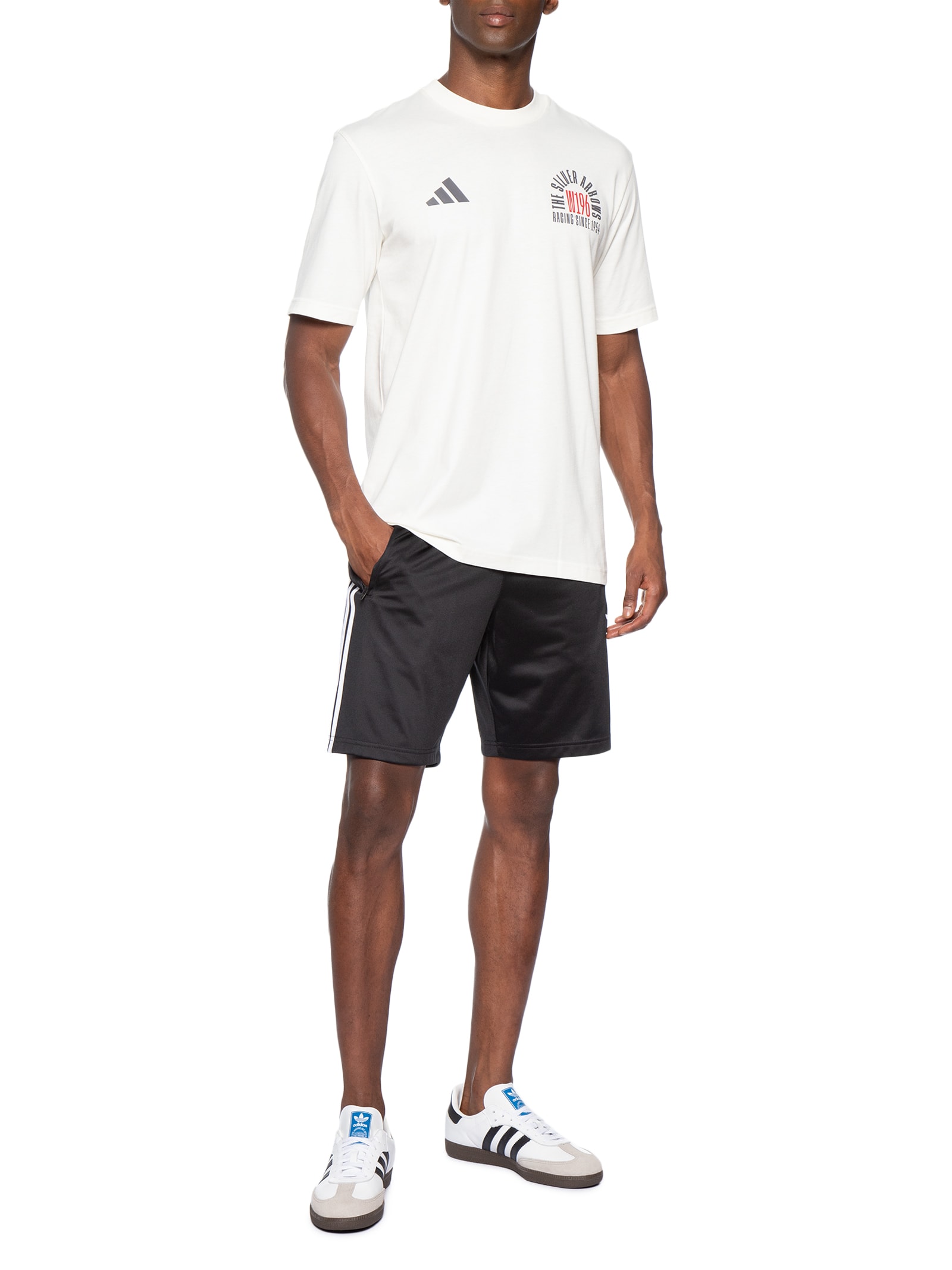 Camiseta Masculina Mercedes Amg Petronas 55 Off White Adidas + Mercedes