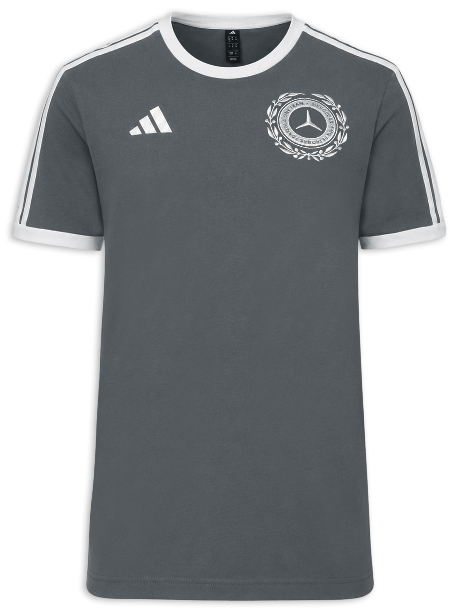 Camiseta Masculina Mercedes Amg Petronas Cinza Adidas + Mercedes