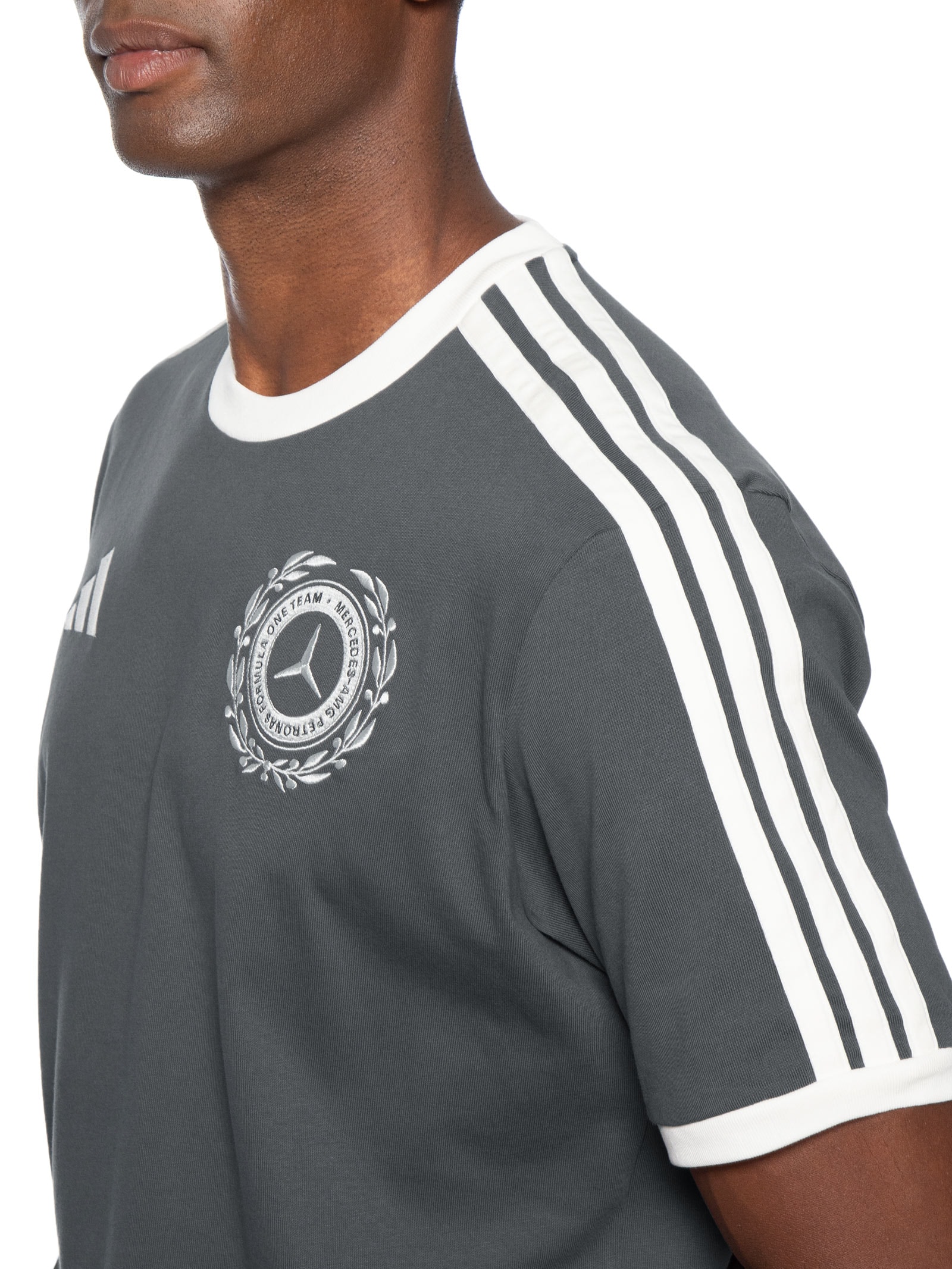 Camiseta Masculina Mercedes Amg Petronas Cinza Adidas + Mercedes