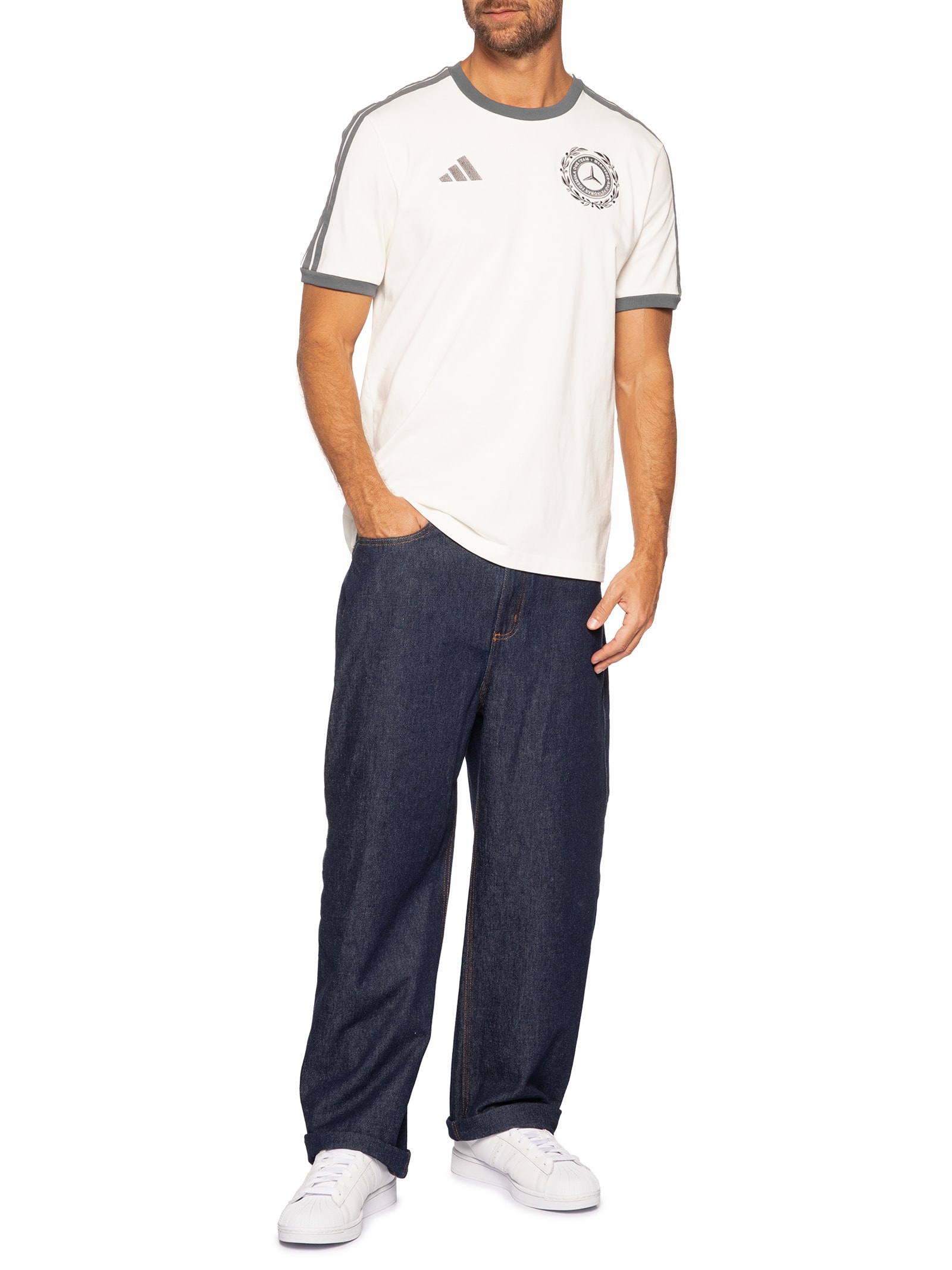 Camiseta Masculina Mercedes Amg Petronas Off White Adidas + Mercedes