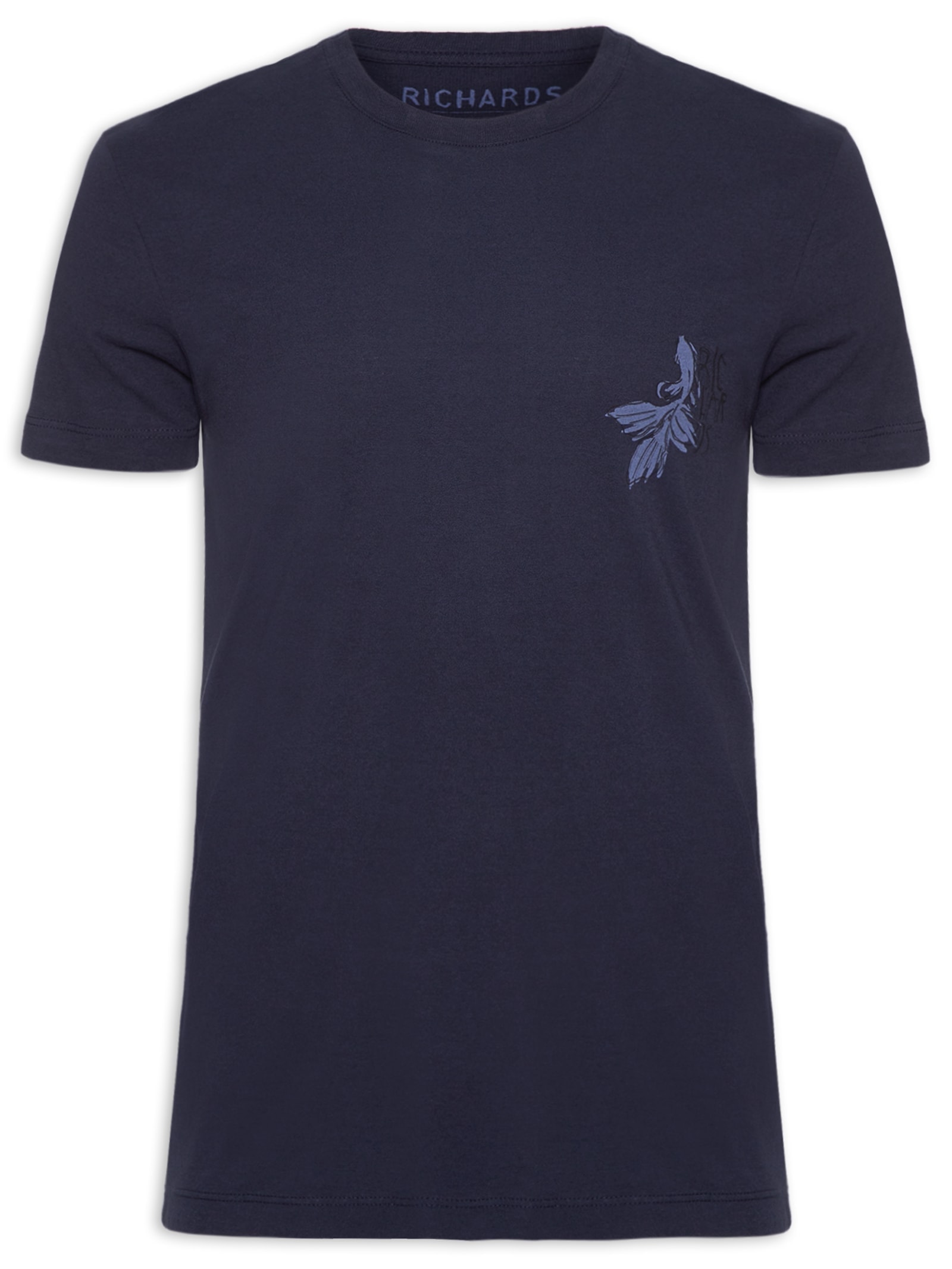 Camiseta Masculina Mescla Betta Peito Manga Curta Azul Richards