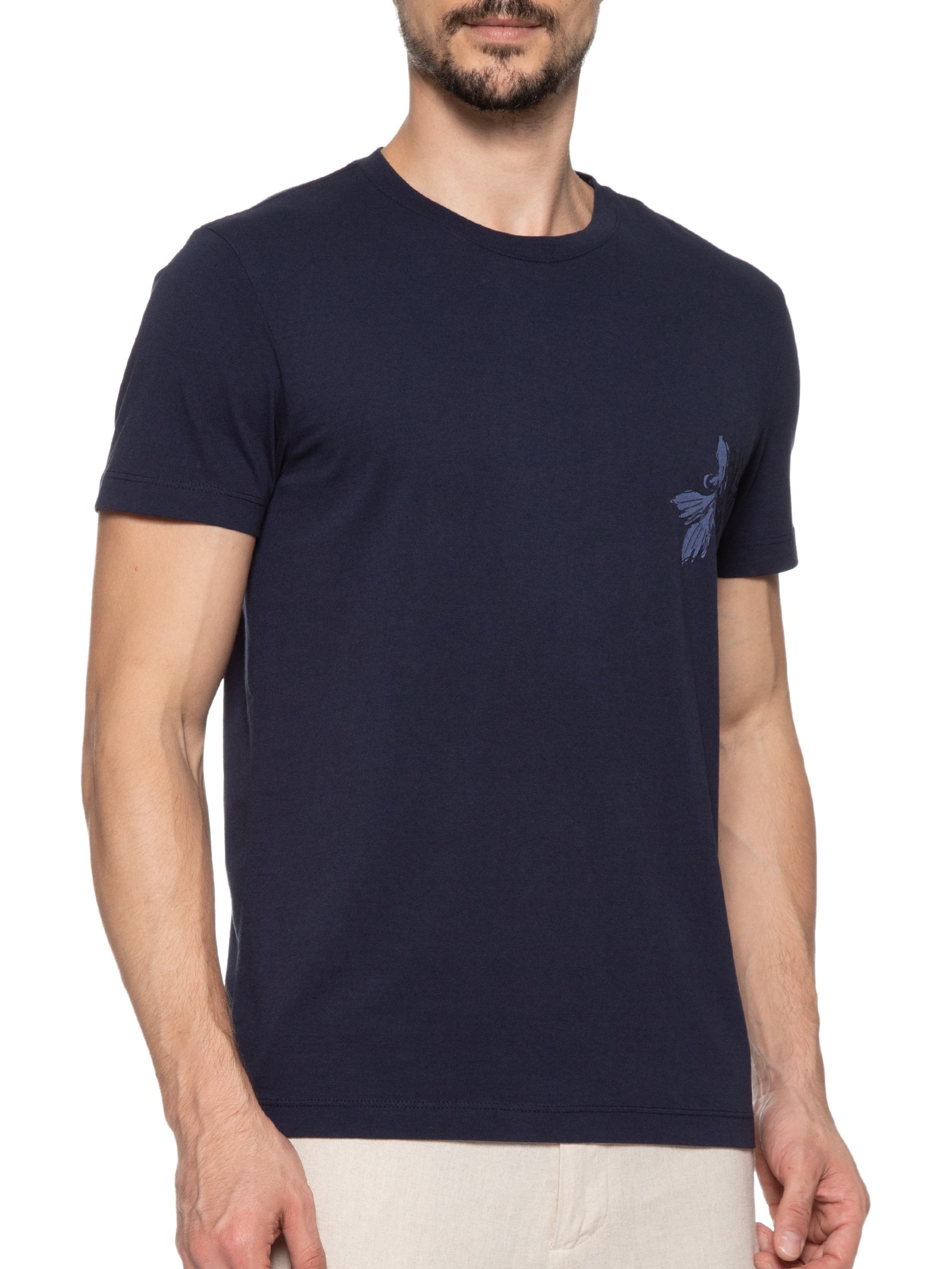 Camiseta Masculina Mescla Betta Peito Manga Curta Azul Richards