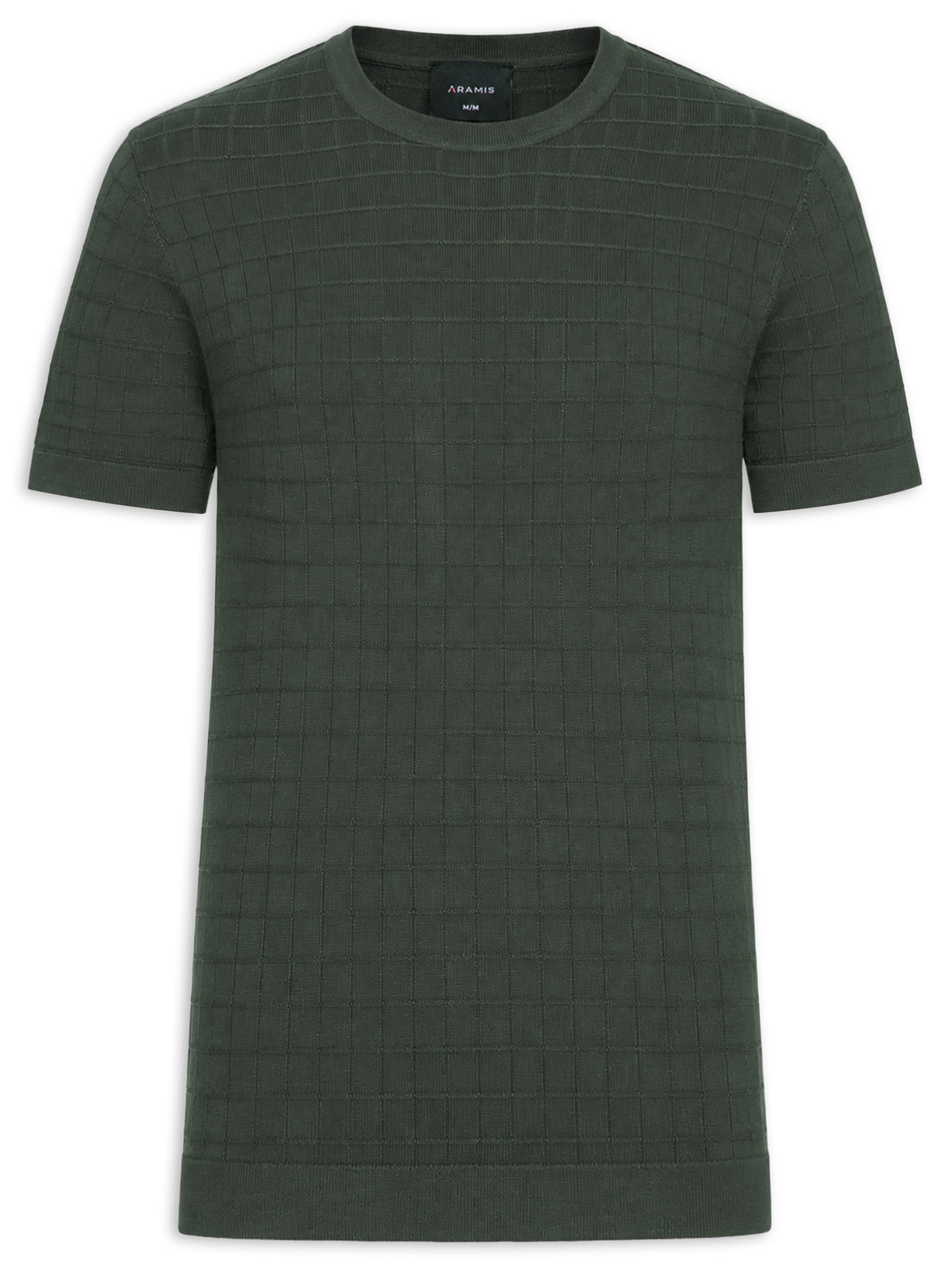 Camiseta Masculina Mini Grid Tricot – Verde Aramis