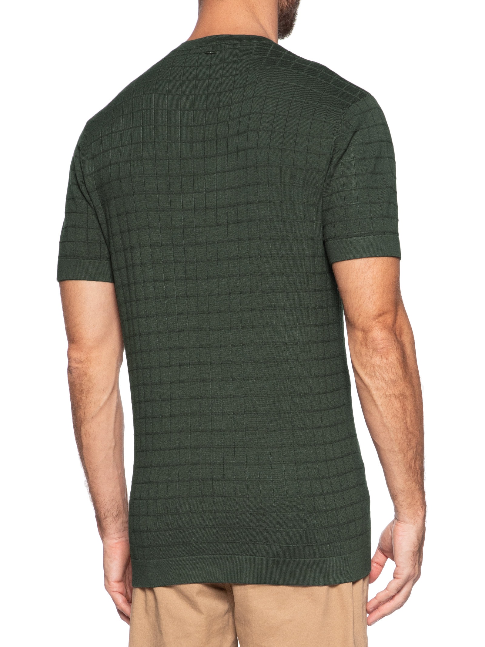 Camiseta Masculina Mini Grid Tricot – Verde Aramis