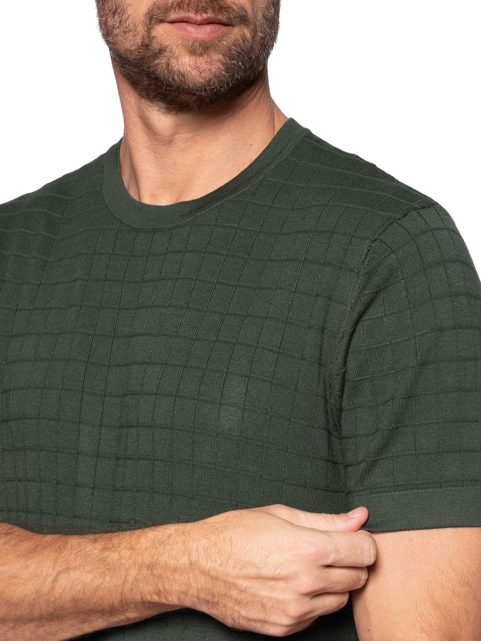 Camiseta Masculina Mini Grid Tricot – Verde Aramis