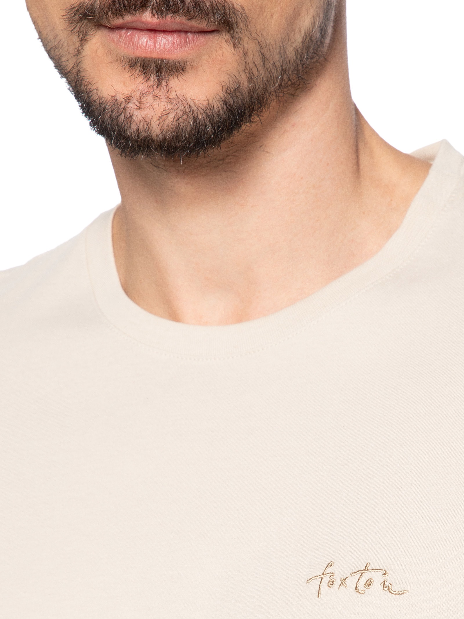 Camiseta Masculina Mini Logo Bege Foxton