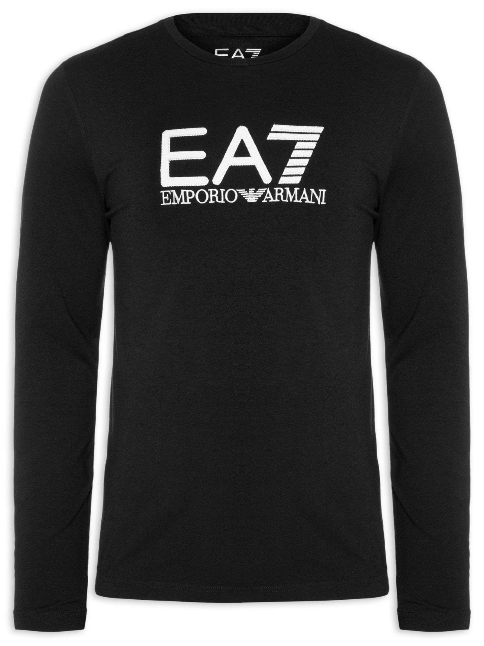 Camiseta Masculina Ml Gola Careca Slim Fit Train Visibility Preto Ea7 Emporio Armani