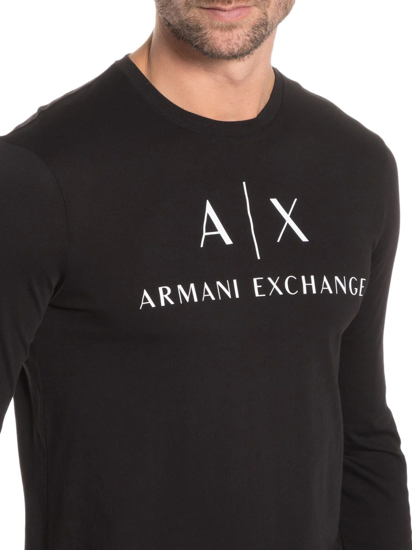 Camiseta Masculina Ml Slim Fit Ax Preto Armani Exchange