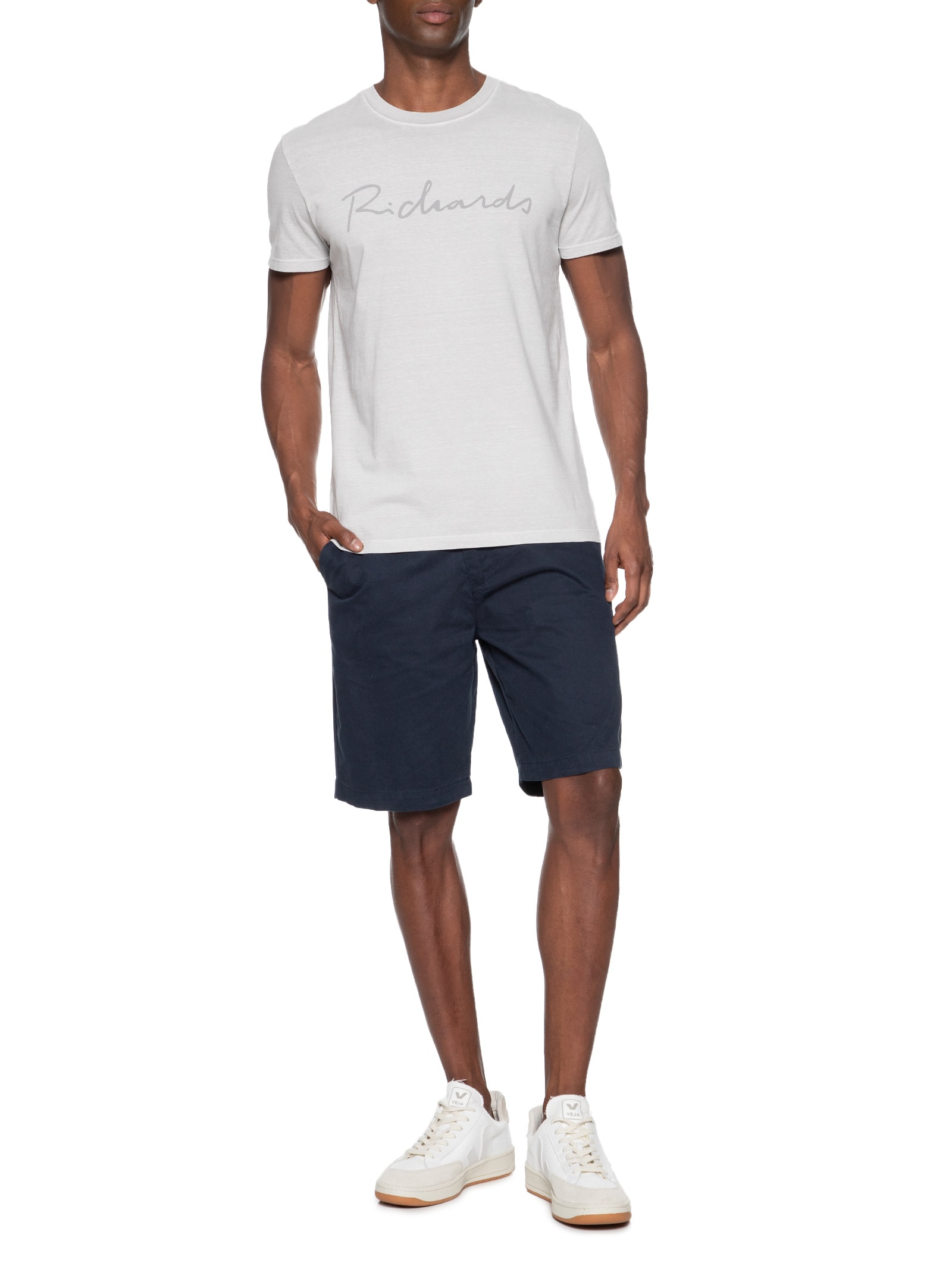 Camiseta Masculina MM Washed Manuscrito Cinza  Richards