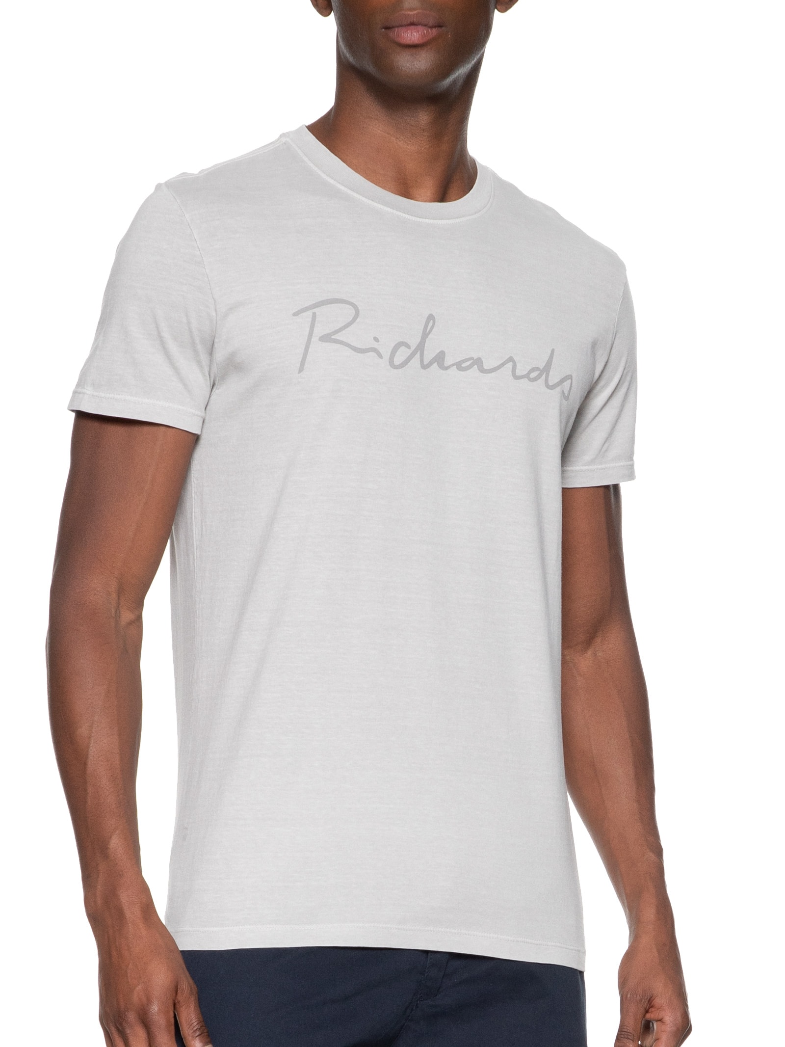 Camiseta Masculina MM Washed Manuscrito Cinza  Richards