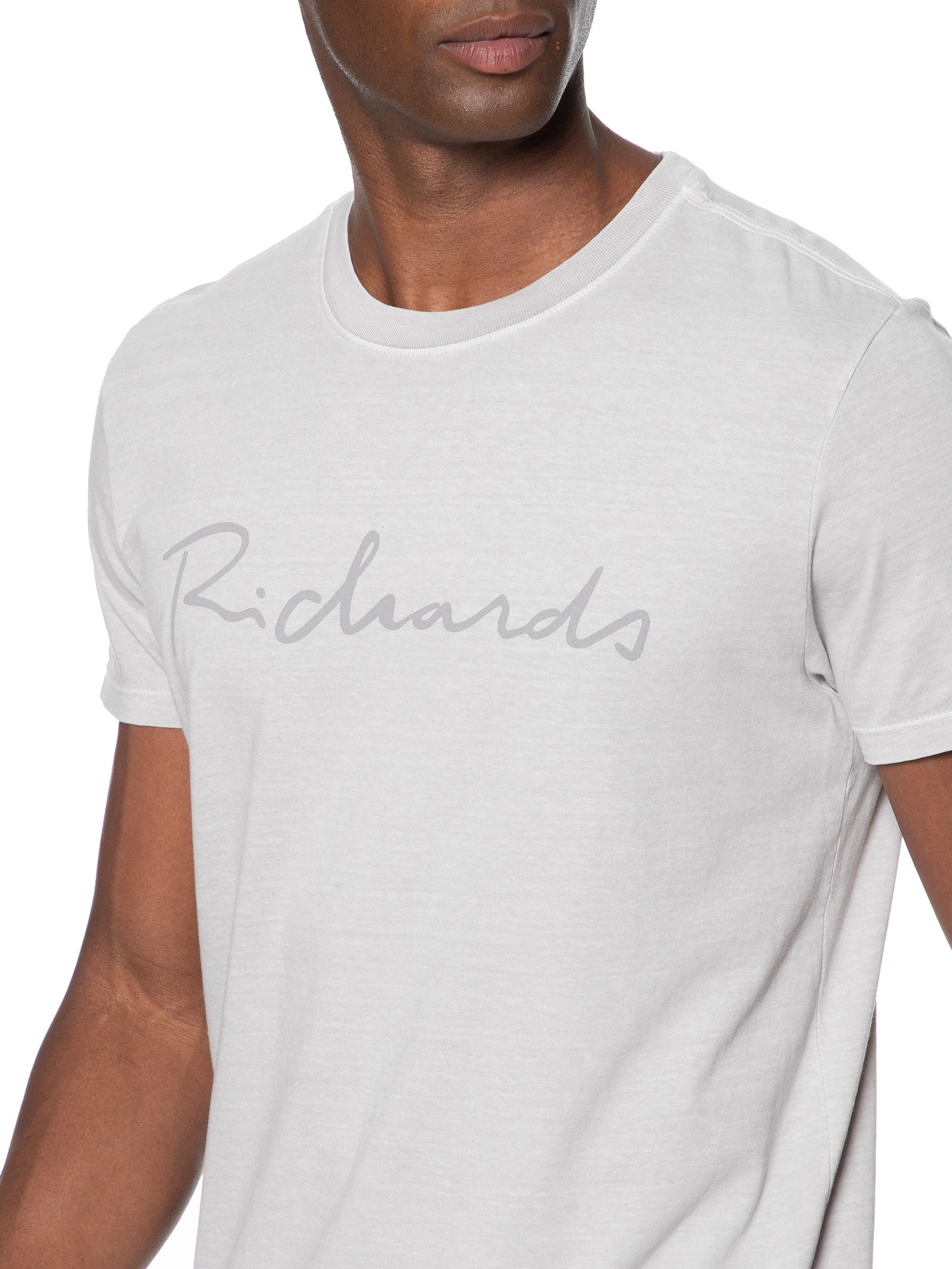Camiseta Masculina MM Washed Manuscrito Cinza  Richards
