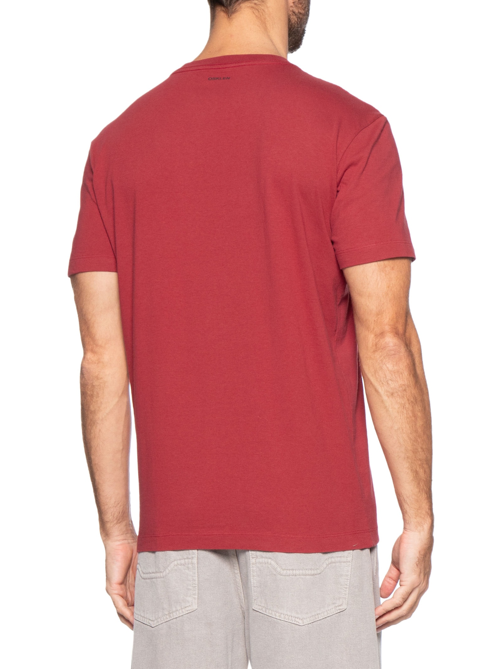 Camiseta Masculina Mnaga Curta Vintage Pira Urucum Vermelho Osklen